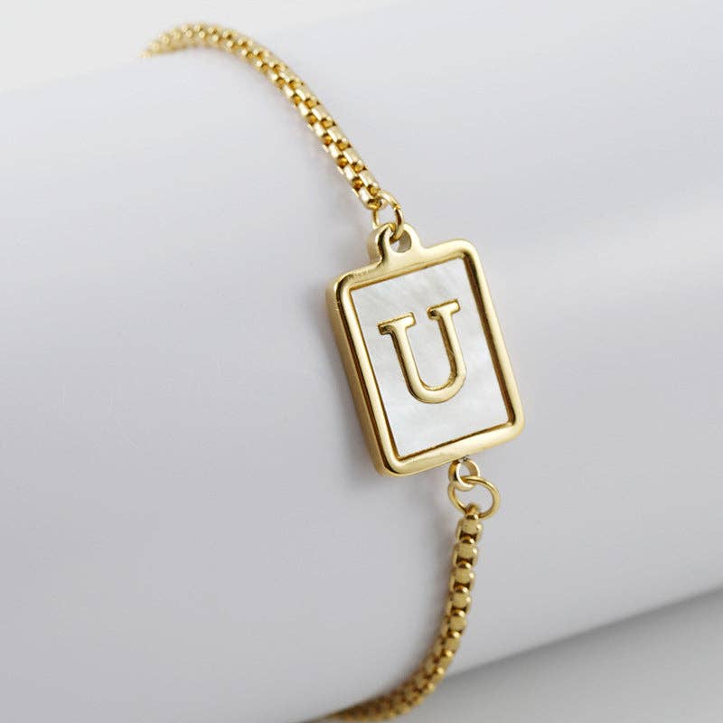 Gold-plated Shell Stainless Steel Initial Bracelets