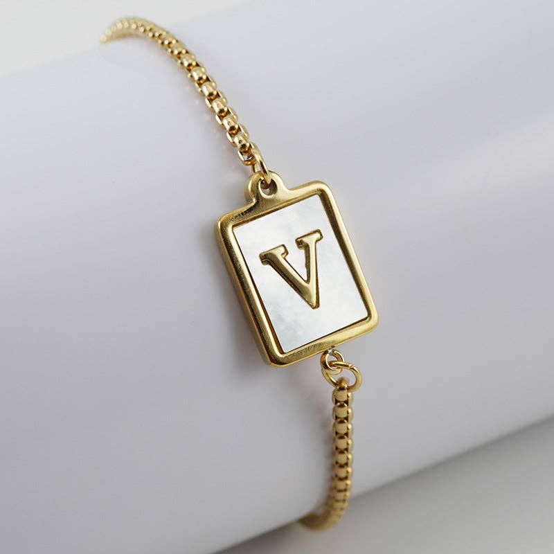 Gold-plated Shell Stainless Steel Initial Bracelets