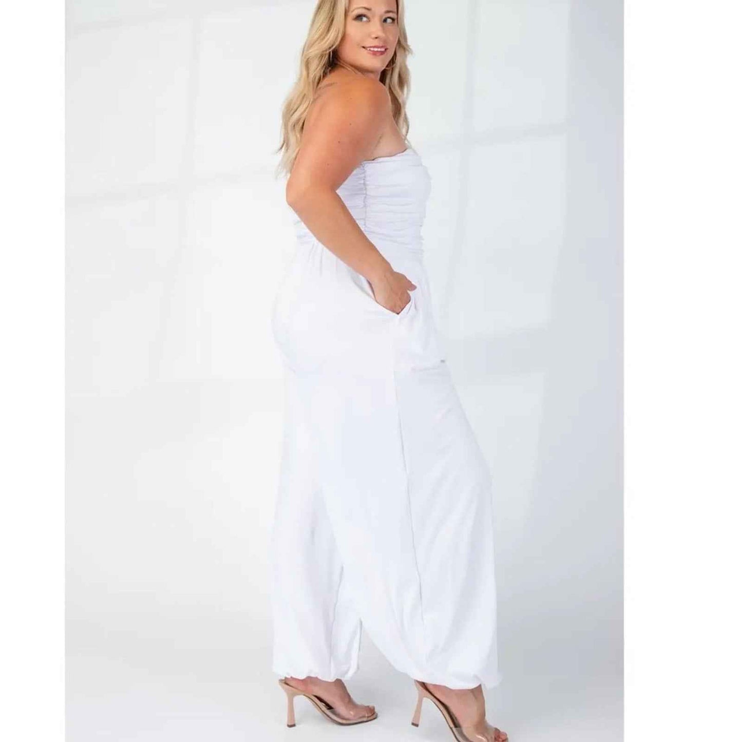 Plus Size Soft Knit Strapless Jumpsuit