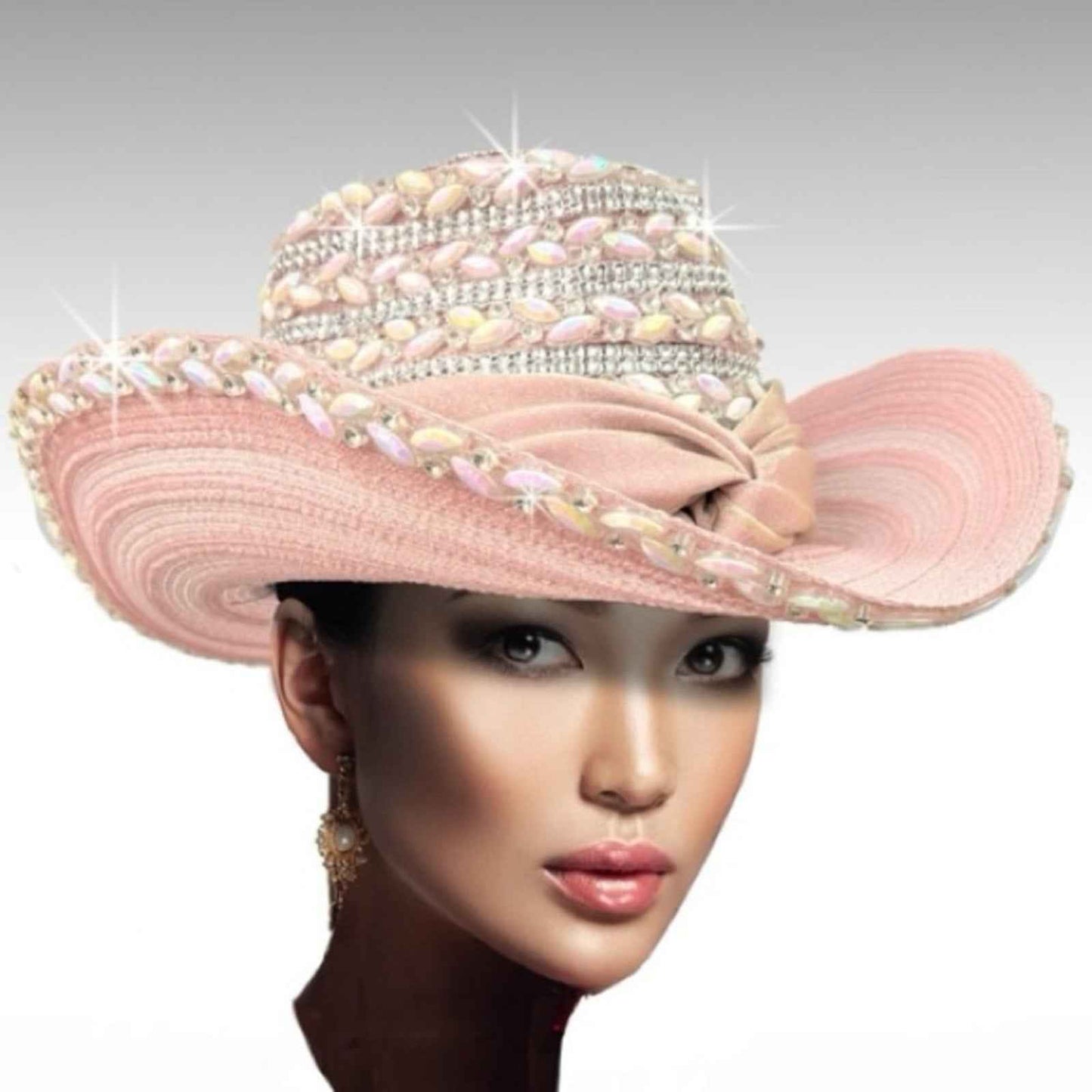 Elegant Pink Embellished Women's Hat