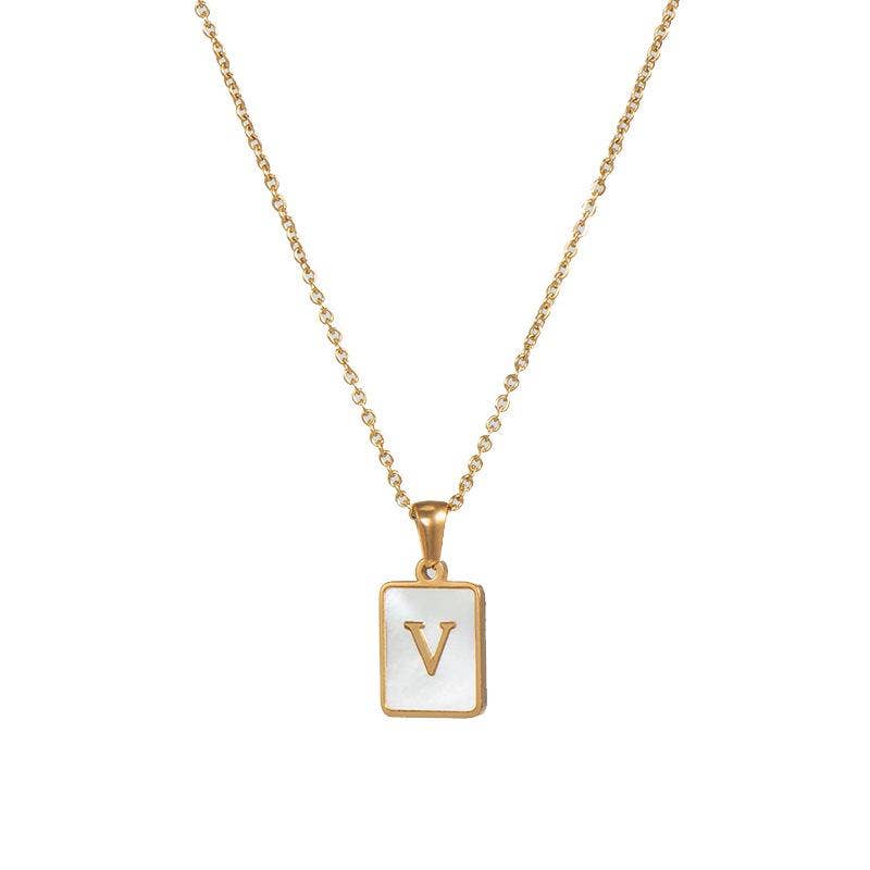 Square Initial 18K Gold-plated Stainless Steel Necklace
