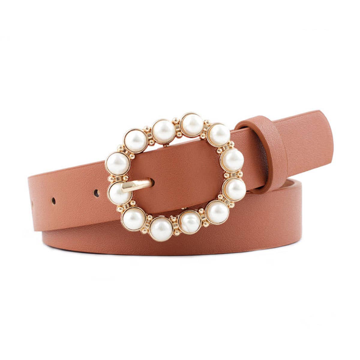 "PEARL BUCKLE SLENDER BELT FOR DRESSES