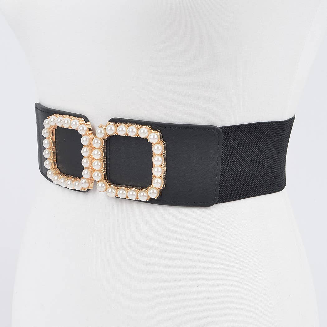 Pearl Buckle Plus Size Elastic Belt