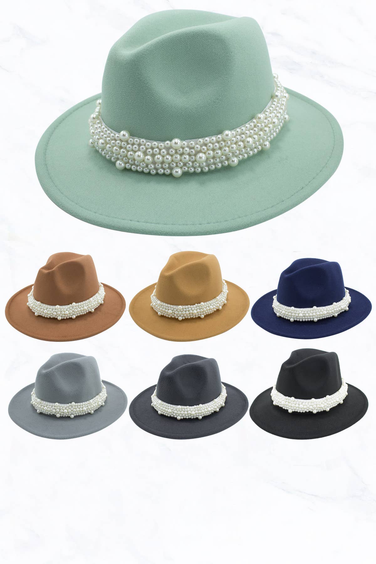 New Style Fashion Fedora Jazz Hat with Wide Pearl Belt