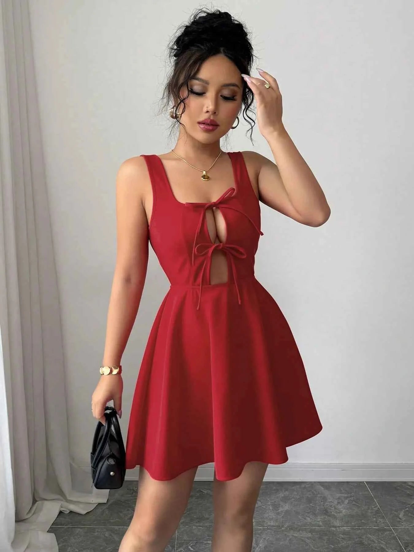Tie Front Wide Strap Dress