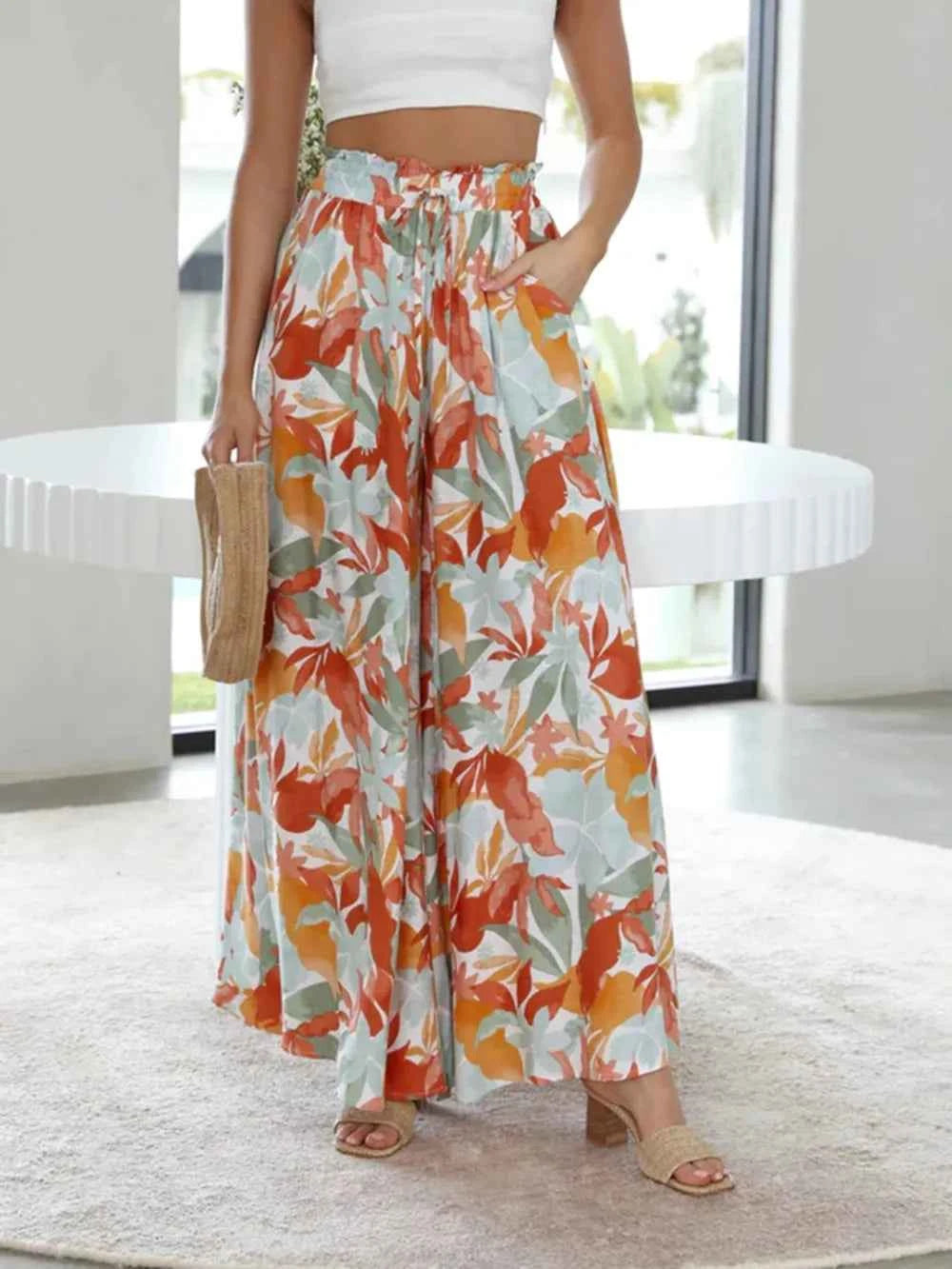 Printed Wide Leg Pants