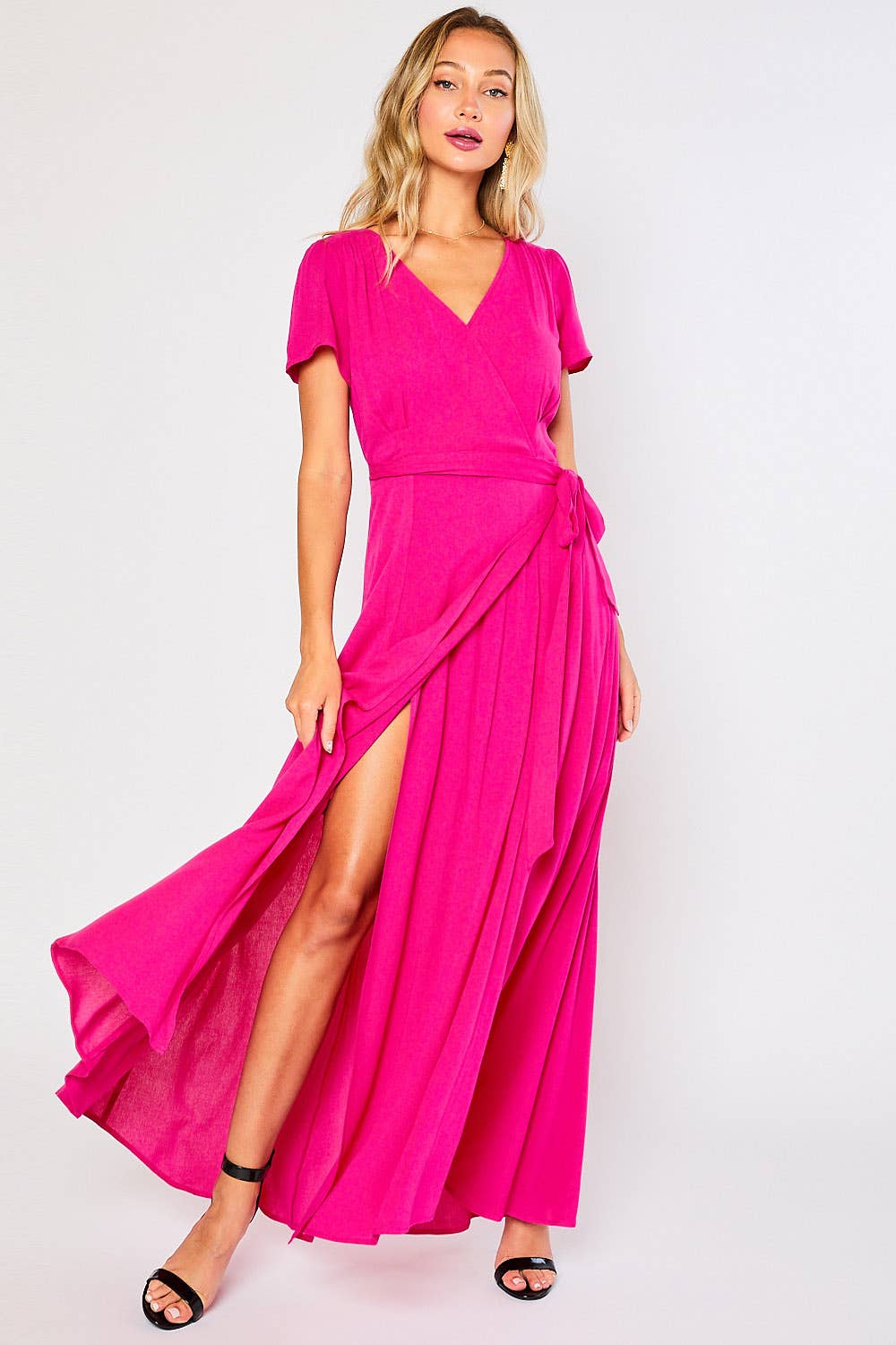 FLOWY MAXI WRAP DRESS