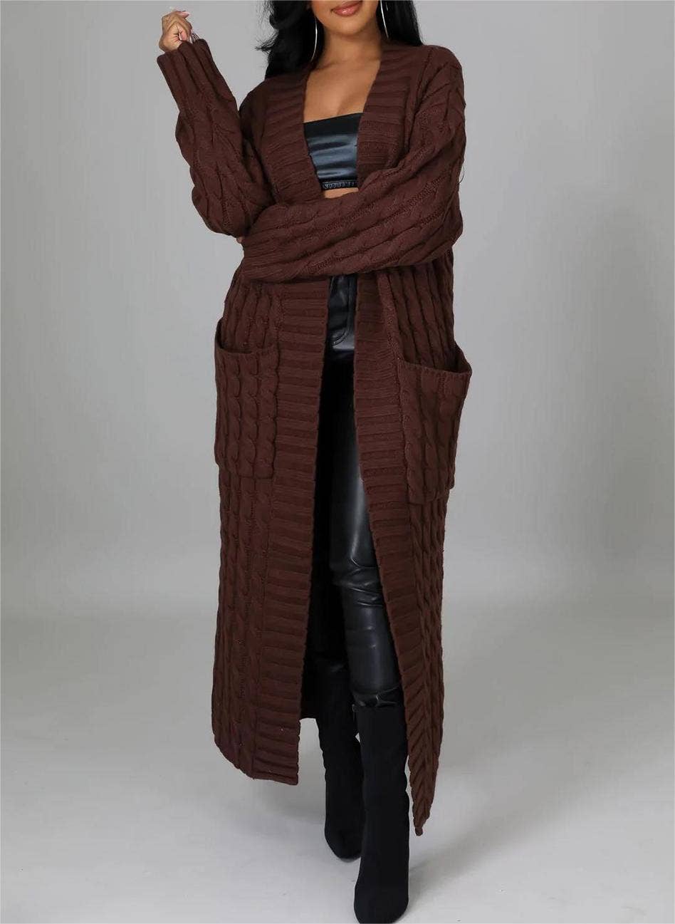 Multicolored Long coat knit cardigan