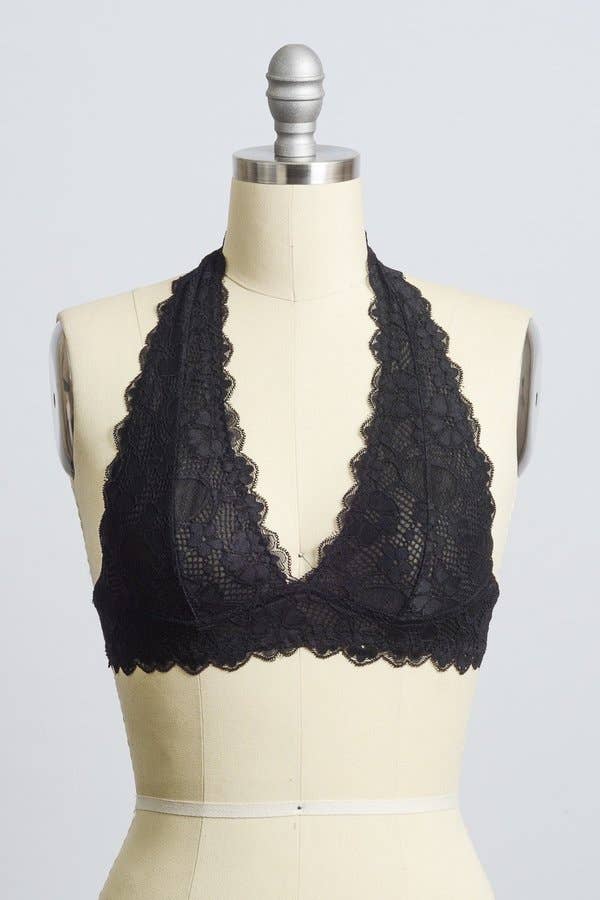 ✨ Trendy Halter Neck Lace Bralette – Feminine & Flirty