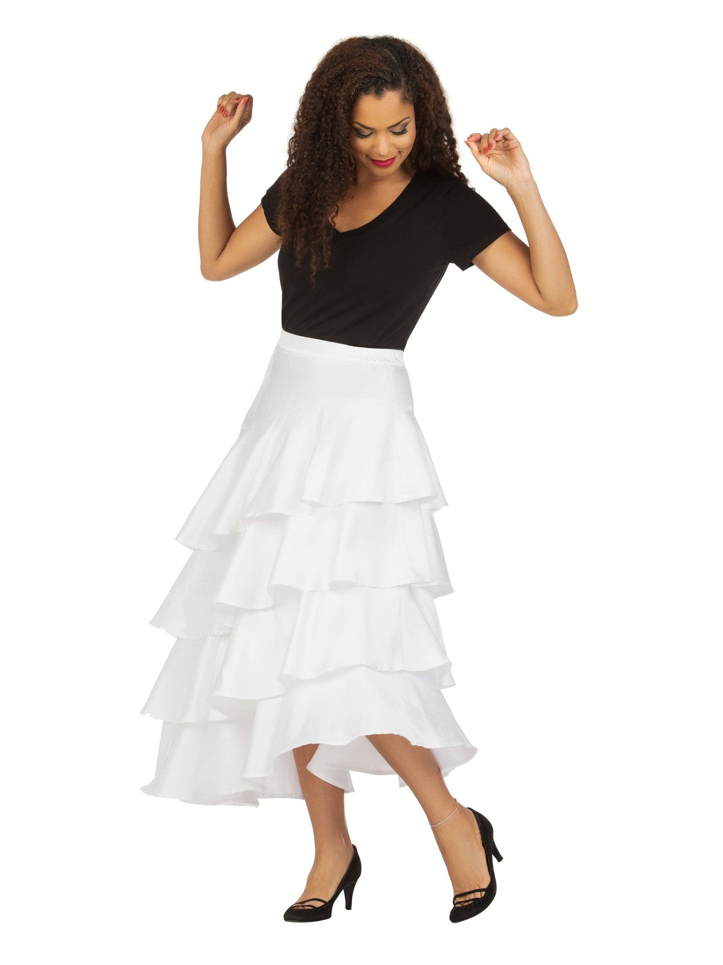 1pc Uneven Sweep Shantung Tiered Skirt