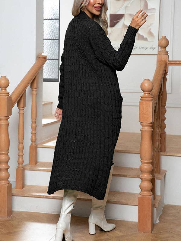 Solid Color Split-Joint Long Sleeves Loose Cardigan Coats