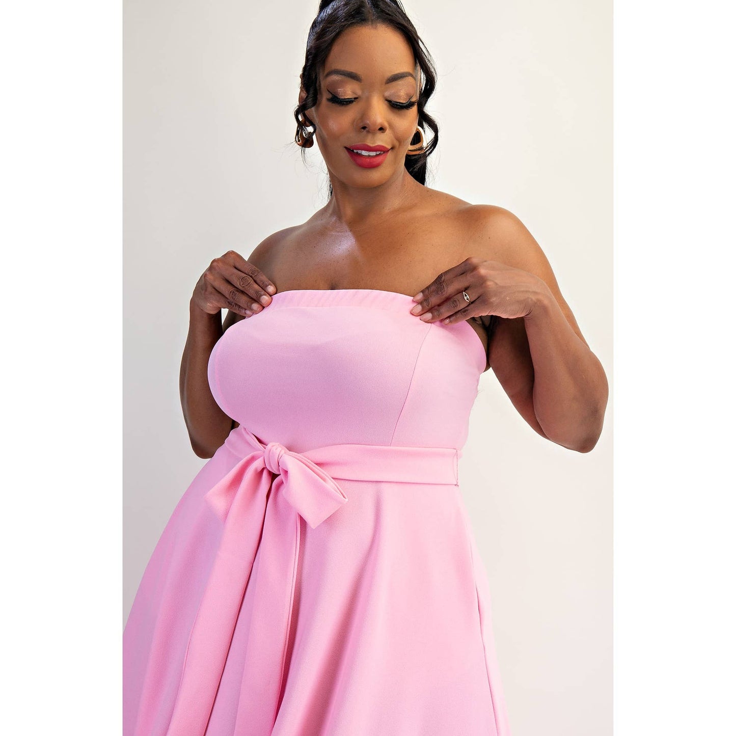 74555cd PLUS SIZE KNIT TUBE MAXI DRESS WITH SELF BELT