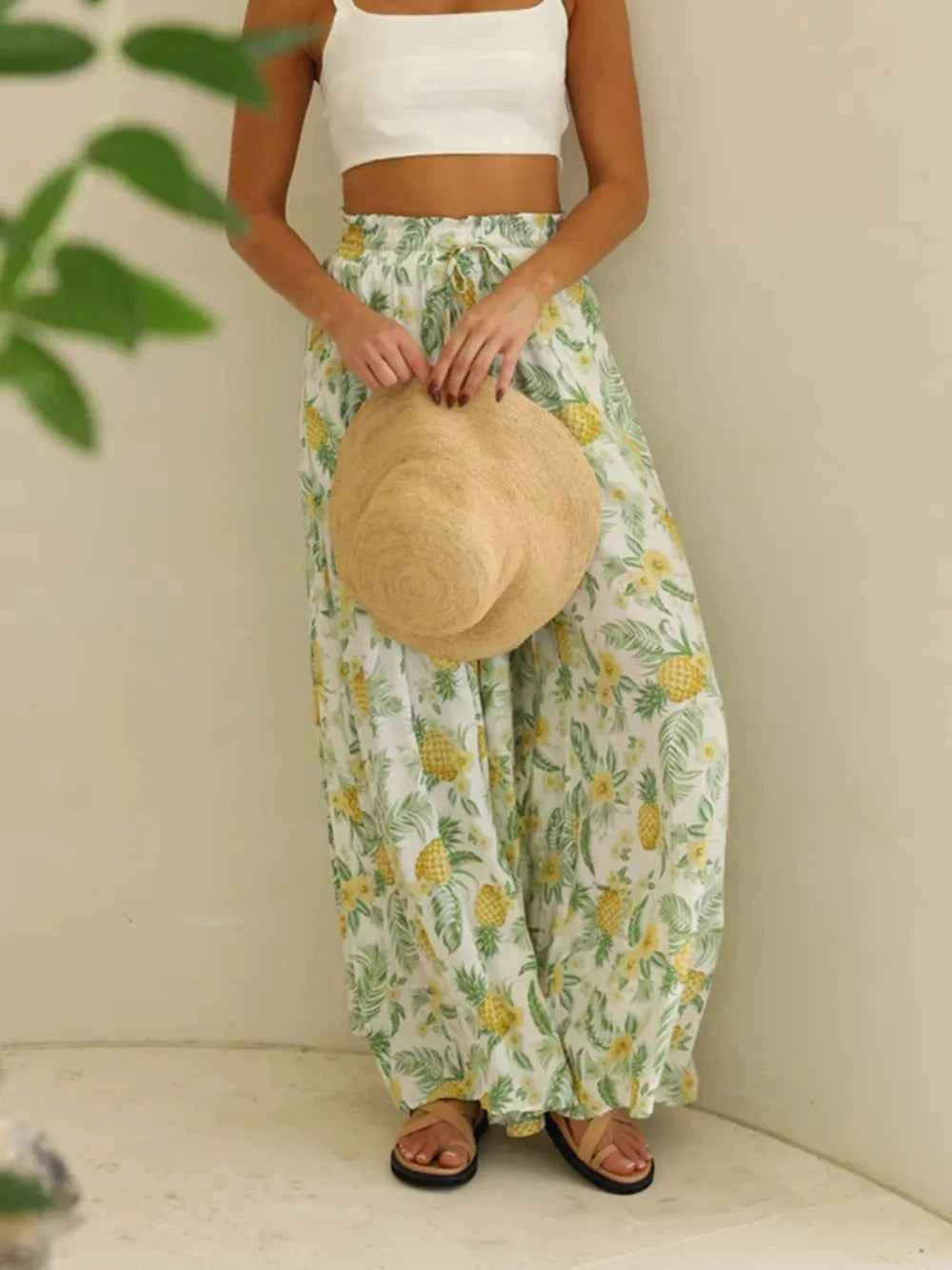 Printed Wide Leg Pants