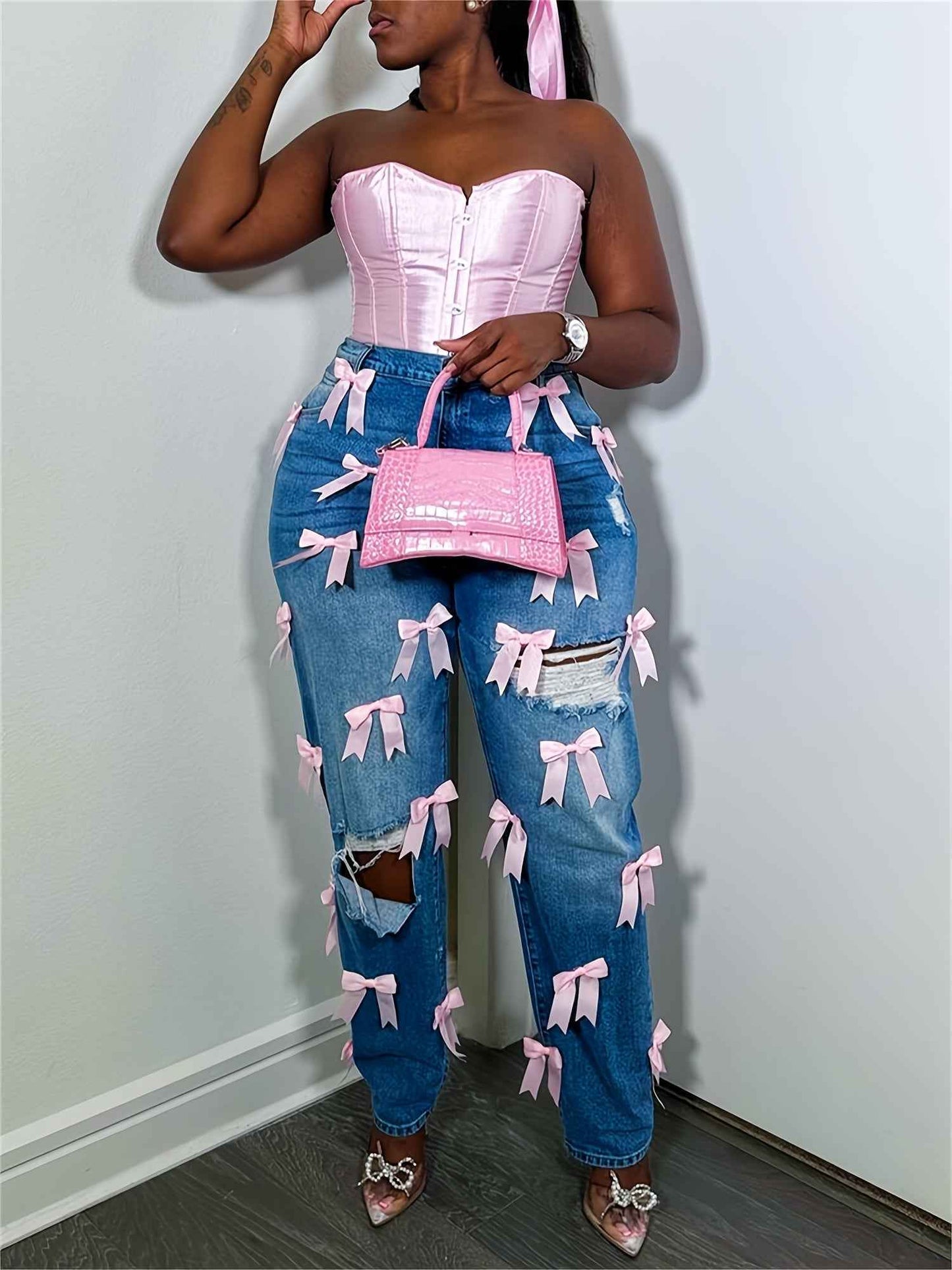 High-Rise Ripped Boyfriend Jeans for Women (Copy)