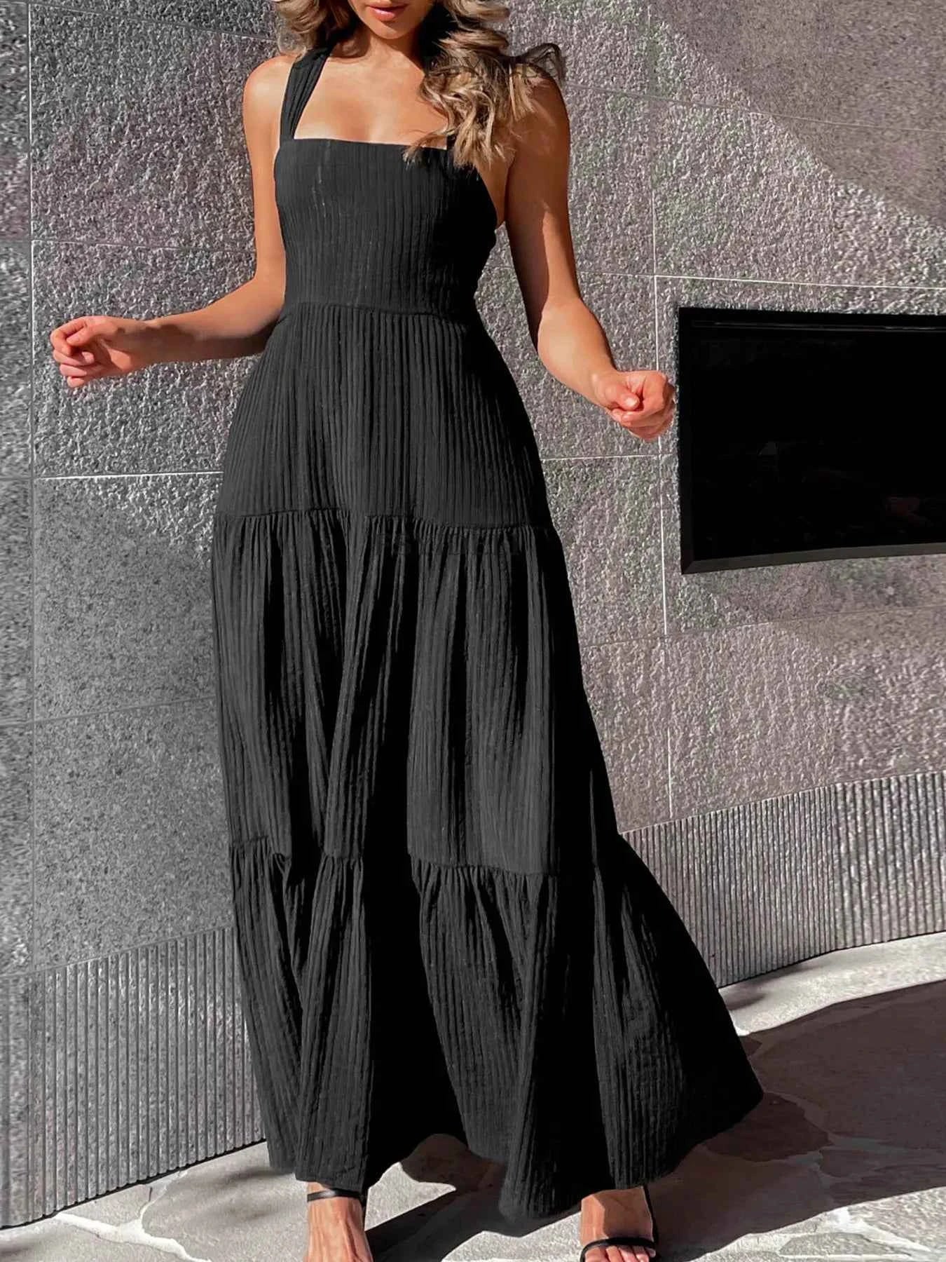 Square Neck Tiered Maxi Dress