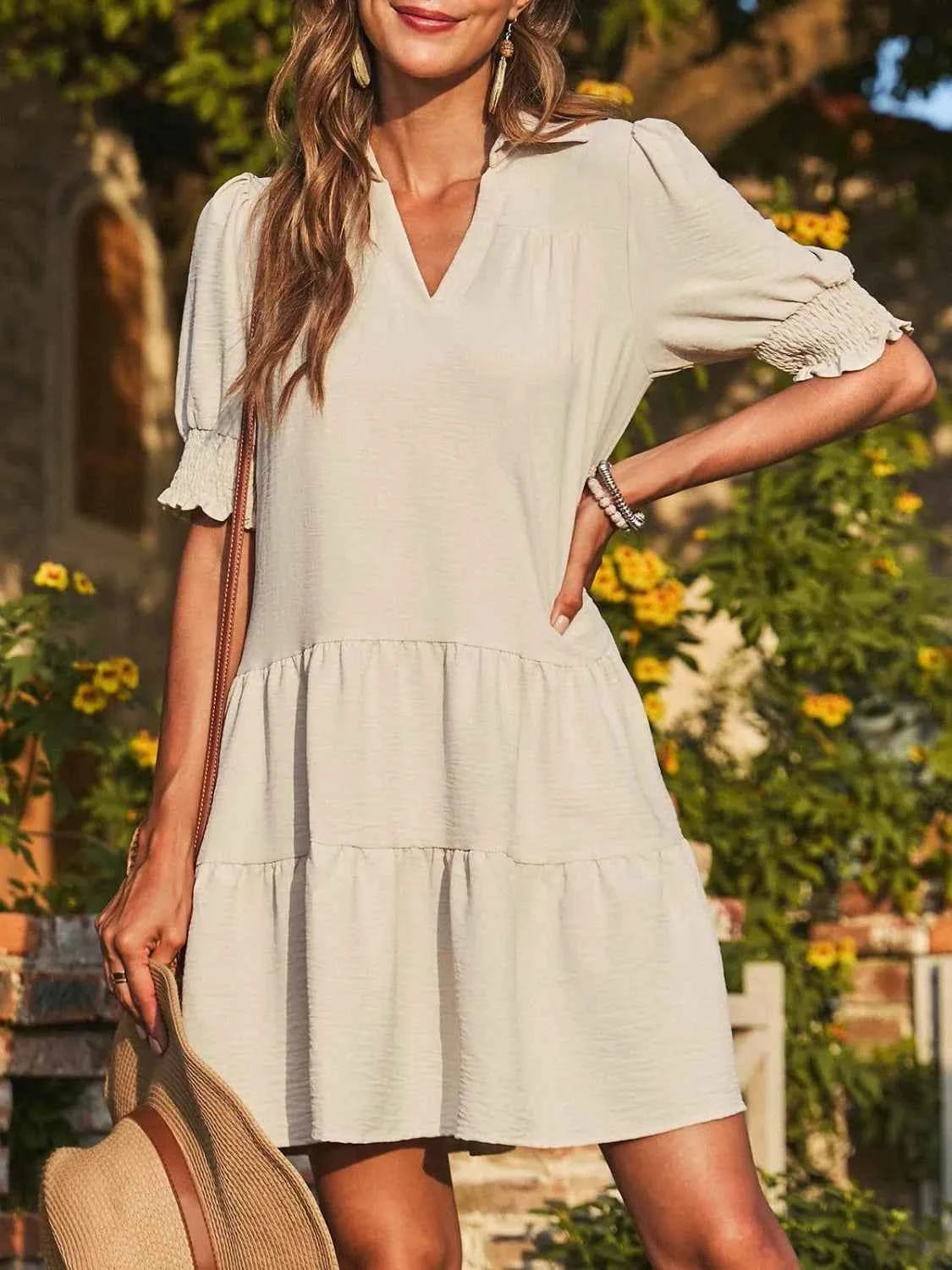 Johnny Collar Short Sleeve Mini Dress