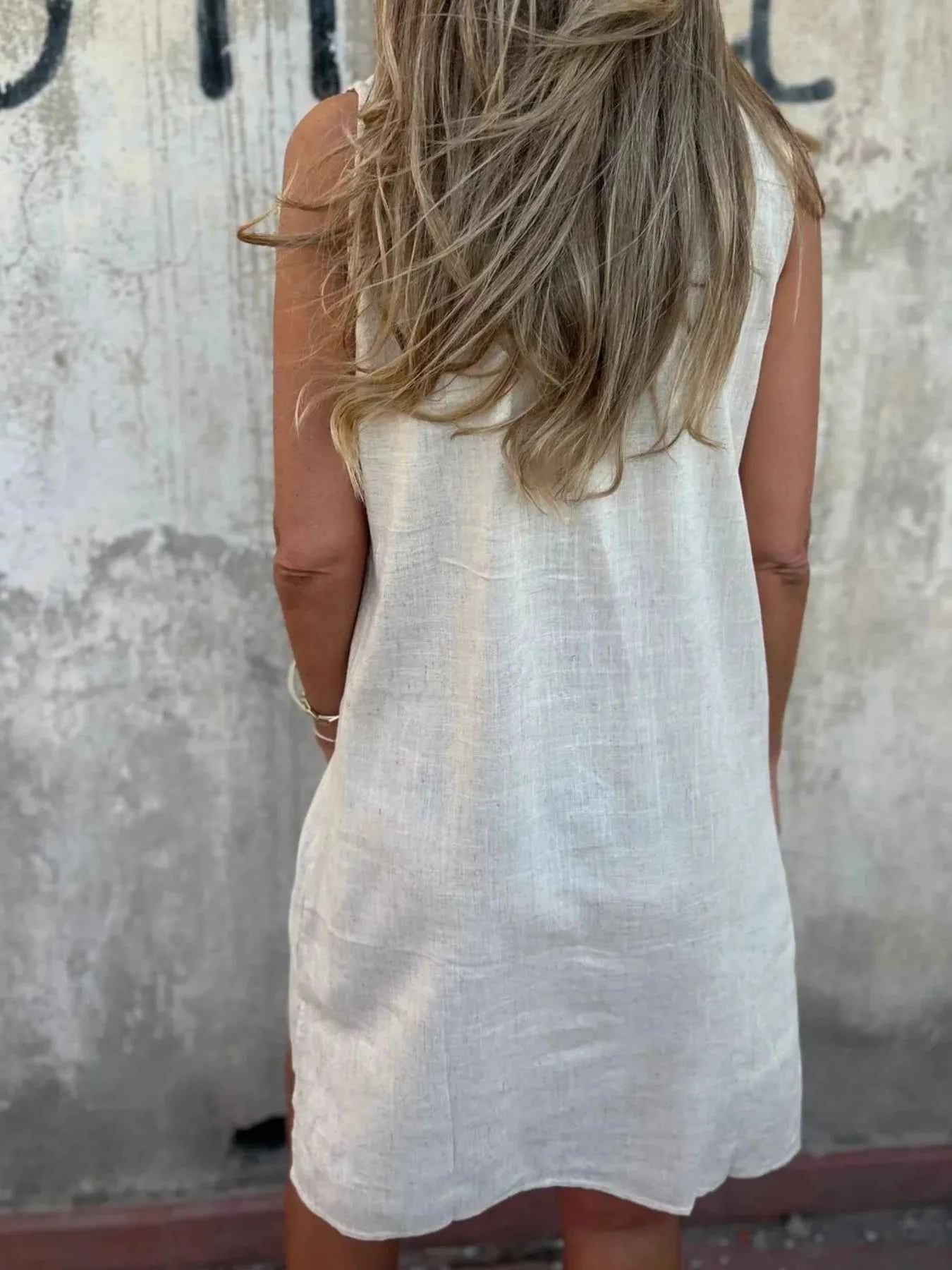 Full Size Notched Sleeveless Mini Dress Plus Size