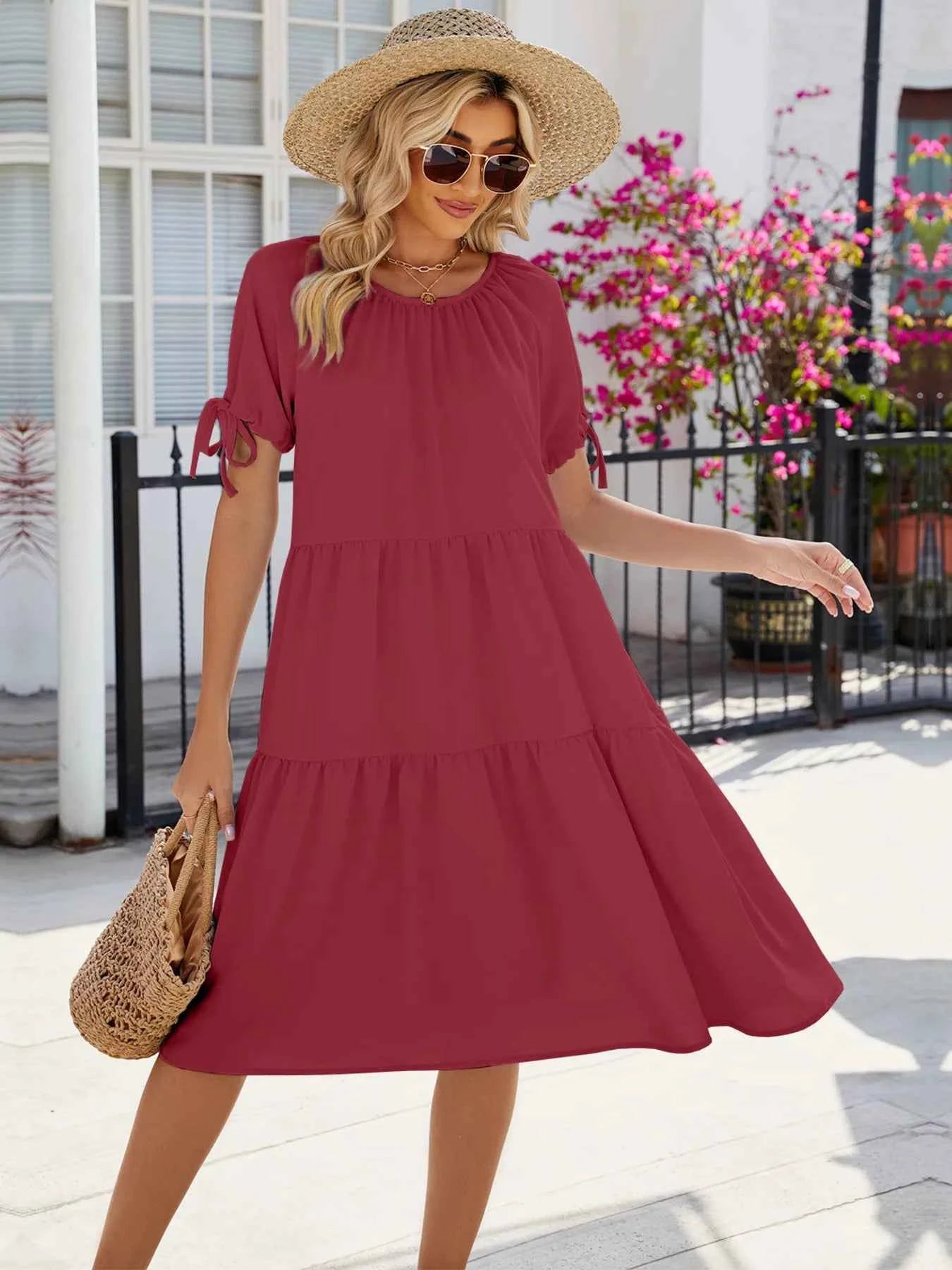 Tiered Round Neck Summer Dress