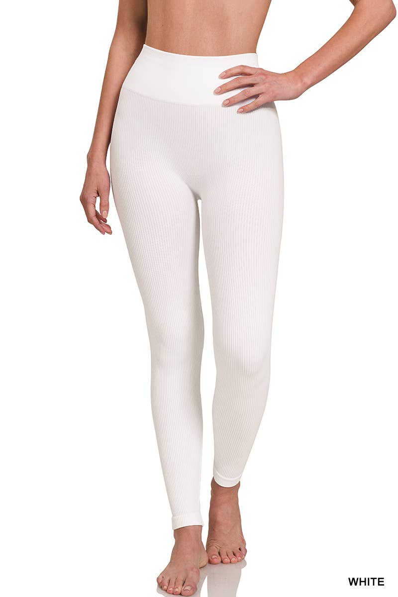 Seamless Ribbed High-Waist Leggings