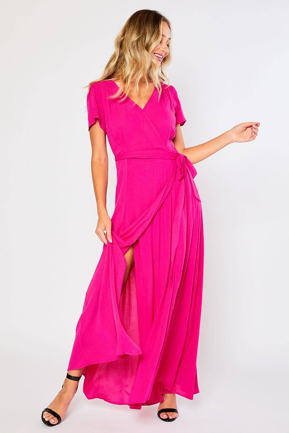 FLOWY MAXI WRAP DRESS