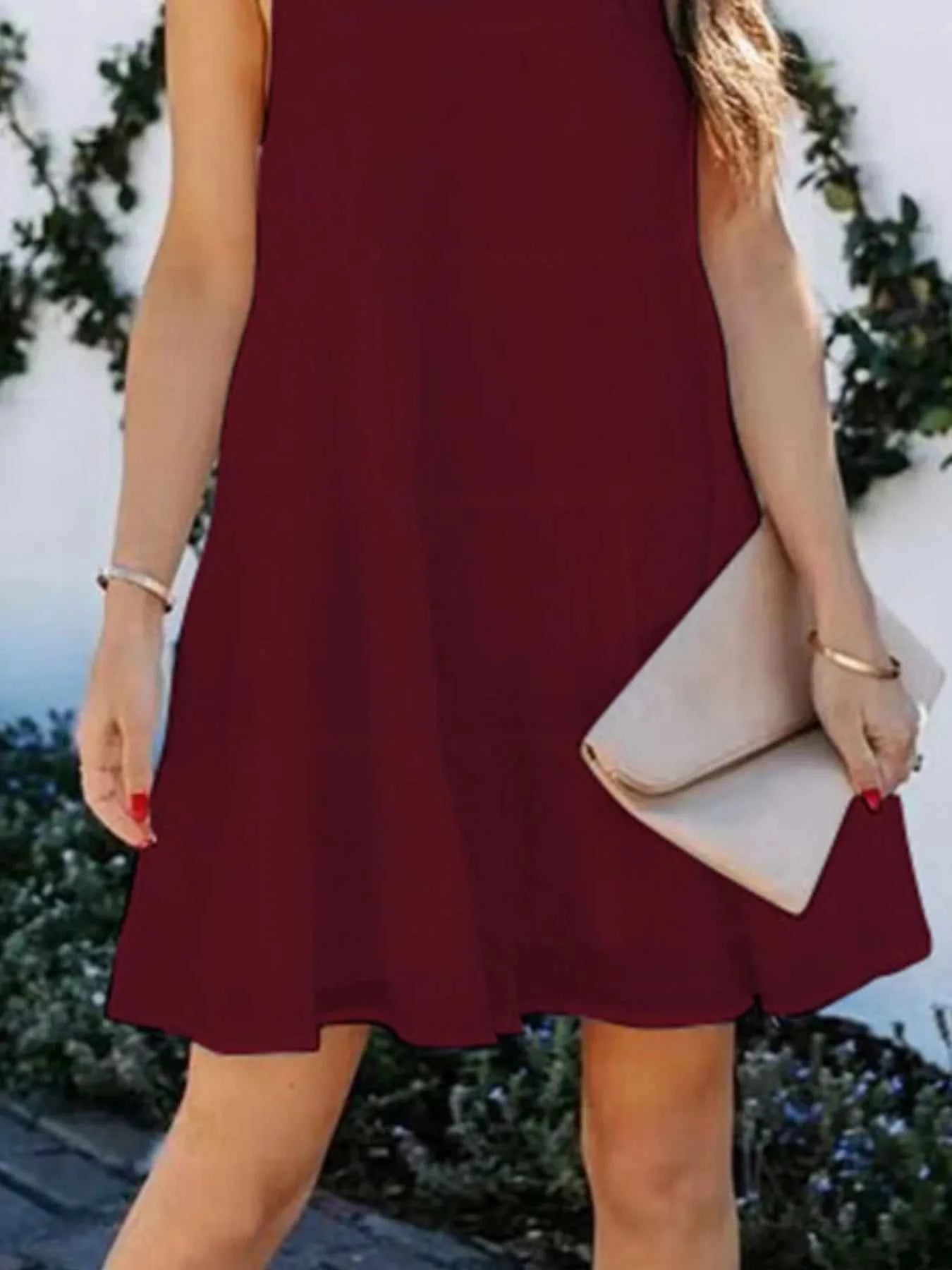 Tiered Sleeveless Tie Back Mini Dress