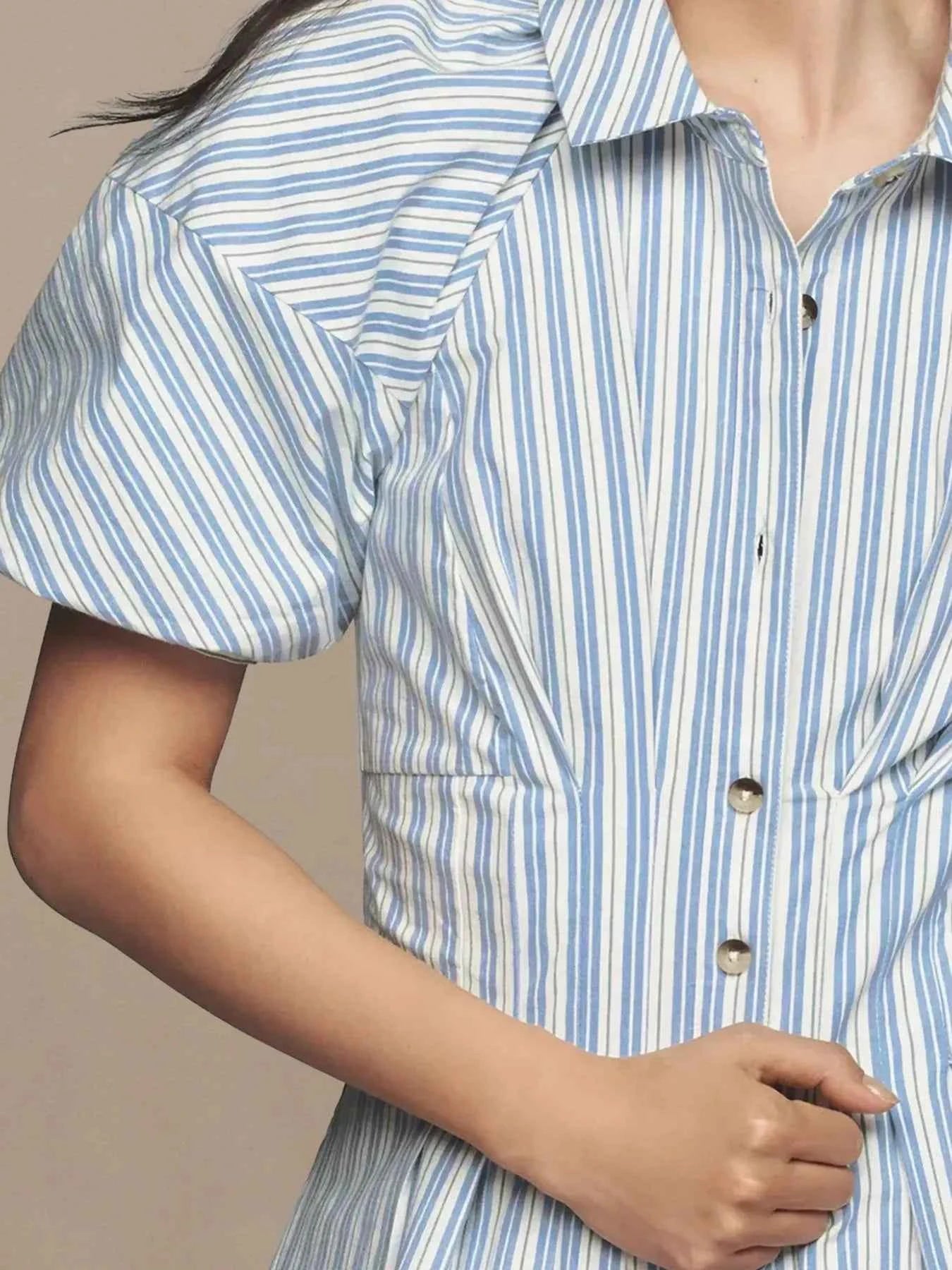 Striped Button Front Shirt Dress