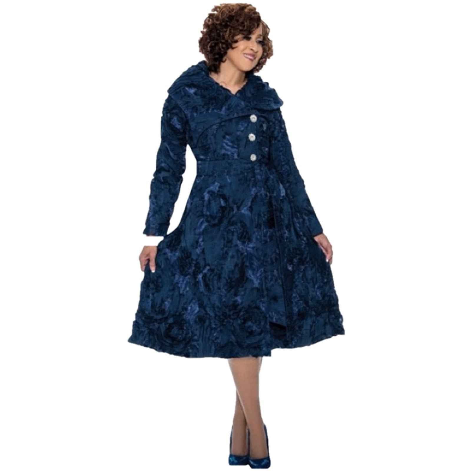 Dorinda Clark Cole Blue A-Line Long Sleeve Dress for Wedding Guest