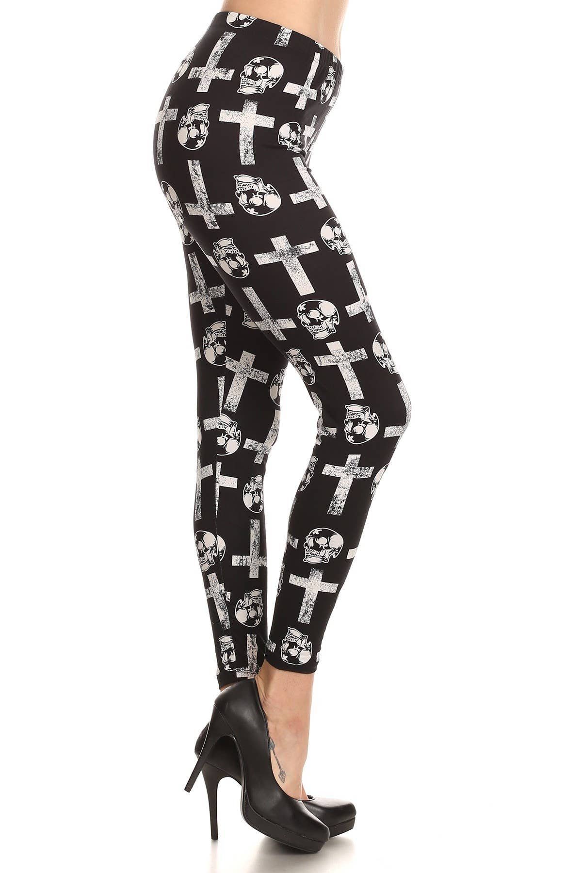 Black and white plaid print leggings