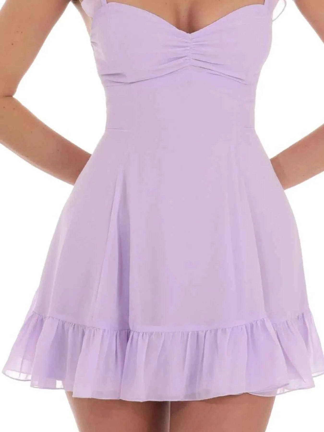 Ruffled Hem Sweetheart Neck Dress