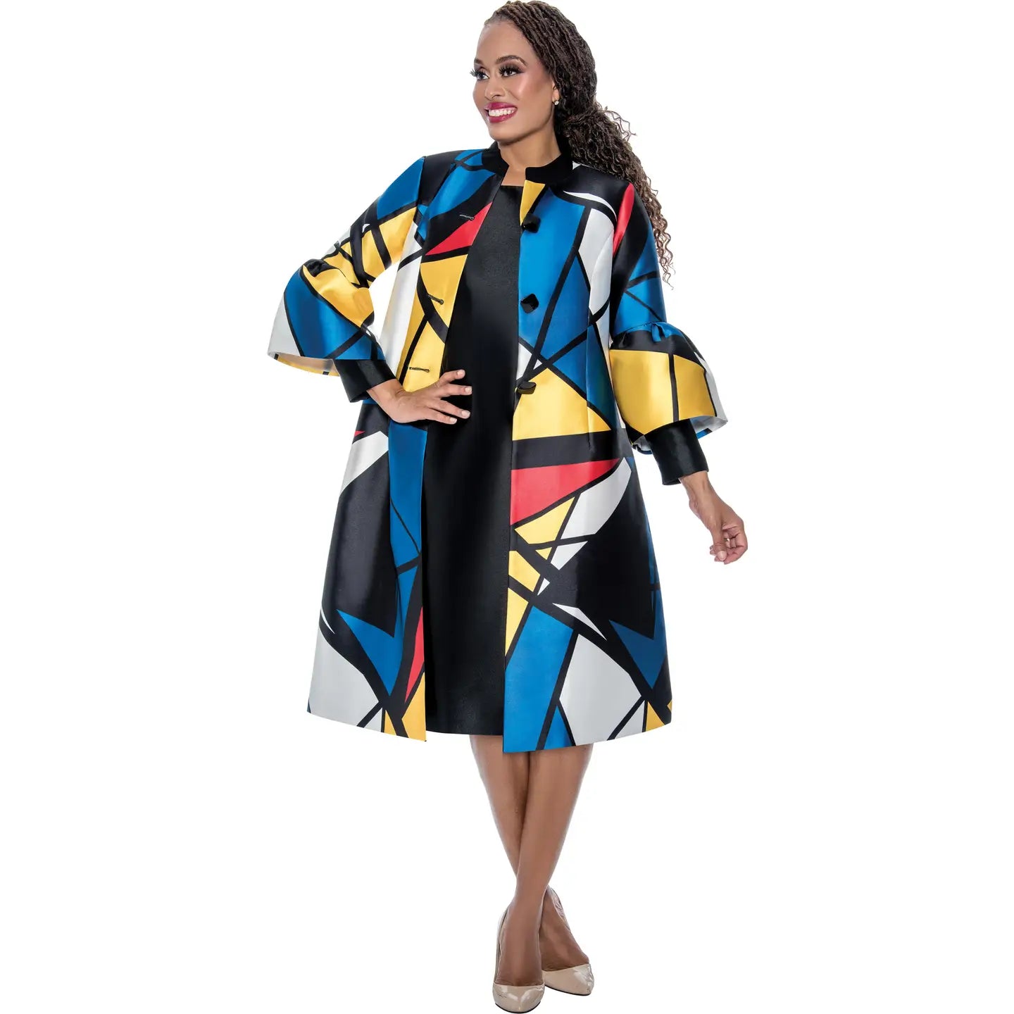 2Pc Duster Jacket and Dress Set By Nubiano  DN100052