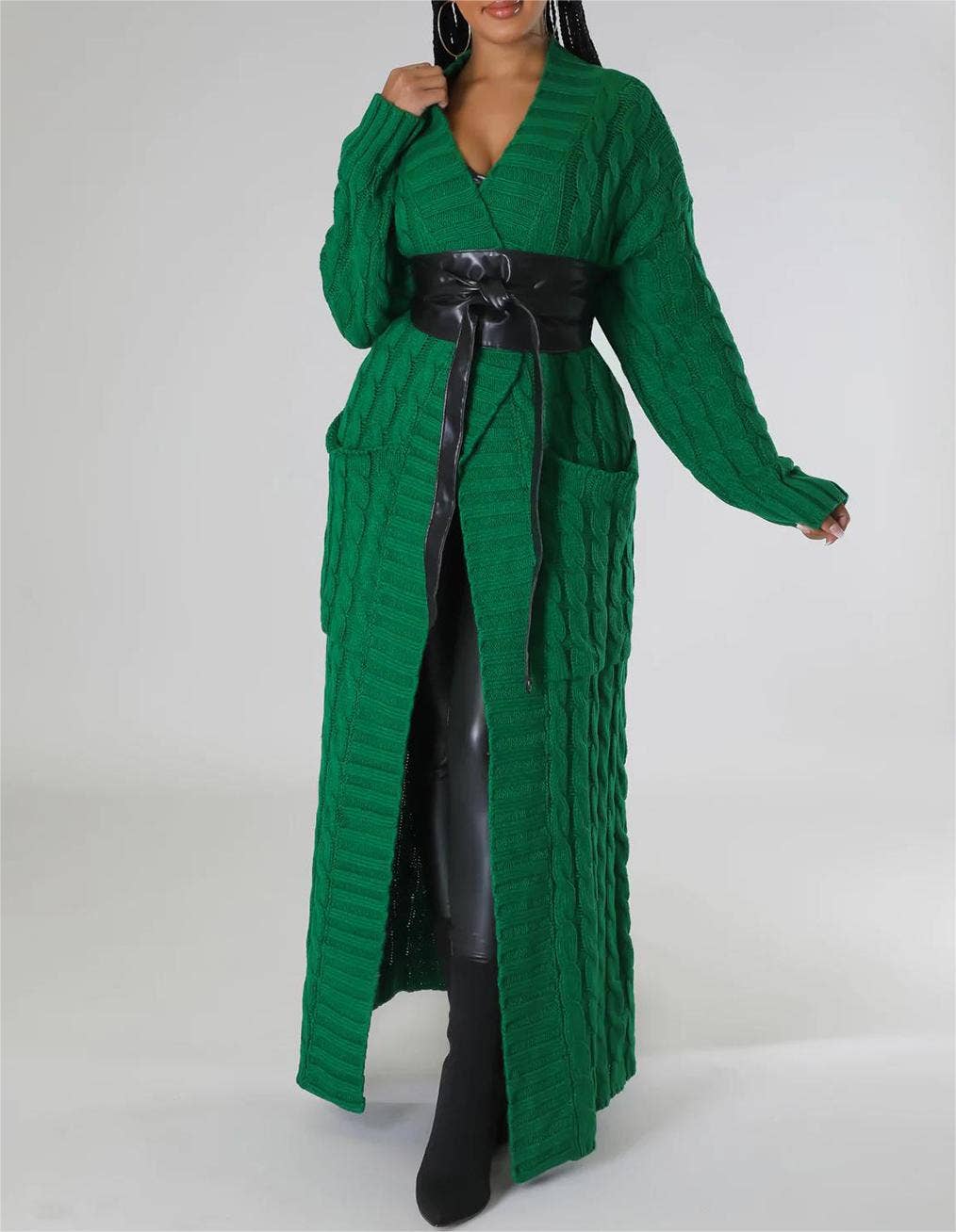 Multicolored Long coat knit cardigan