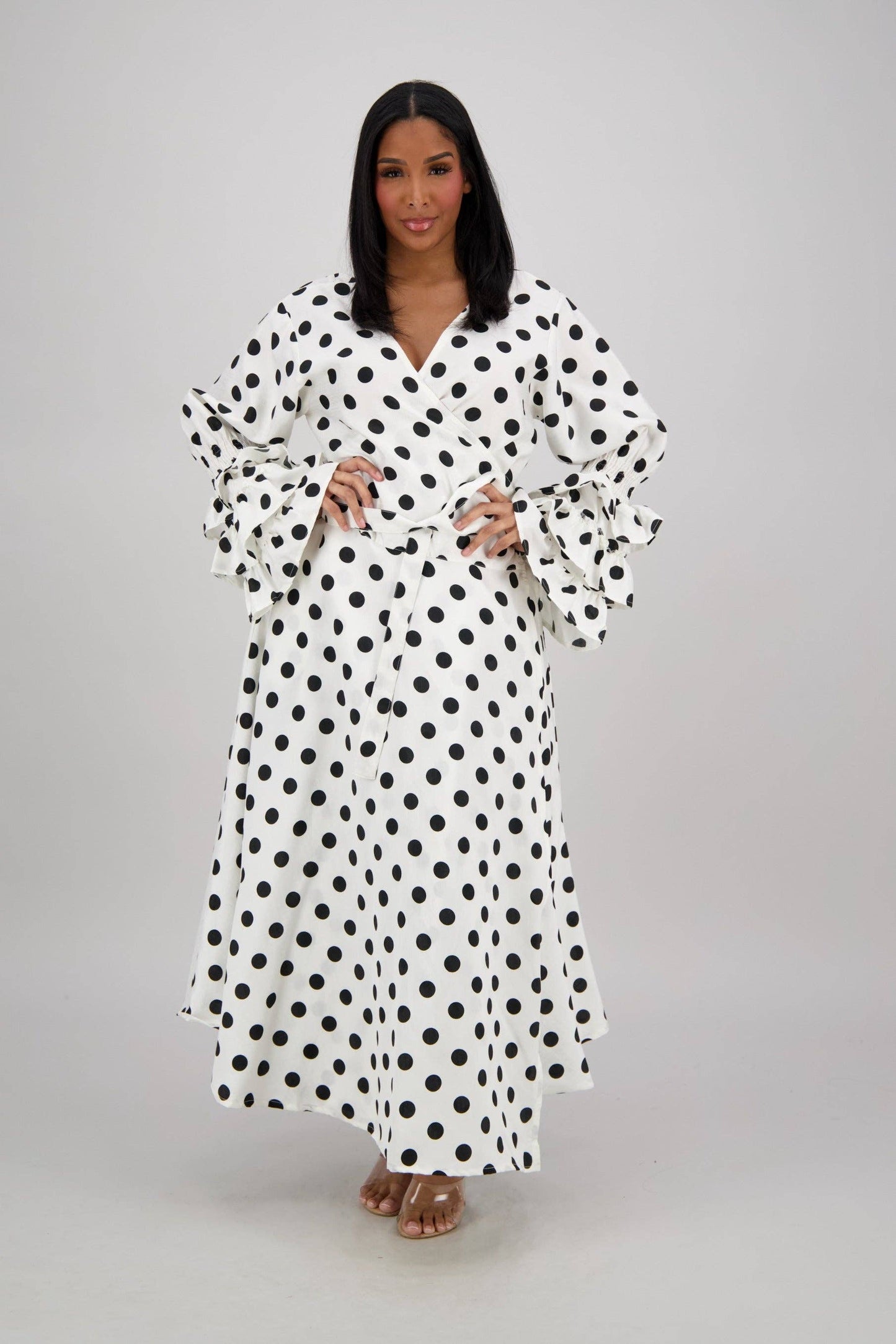 Polka Dot Wrap Dress (3 Colors) 241624-B090