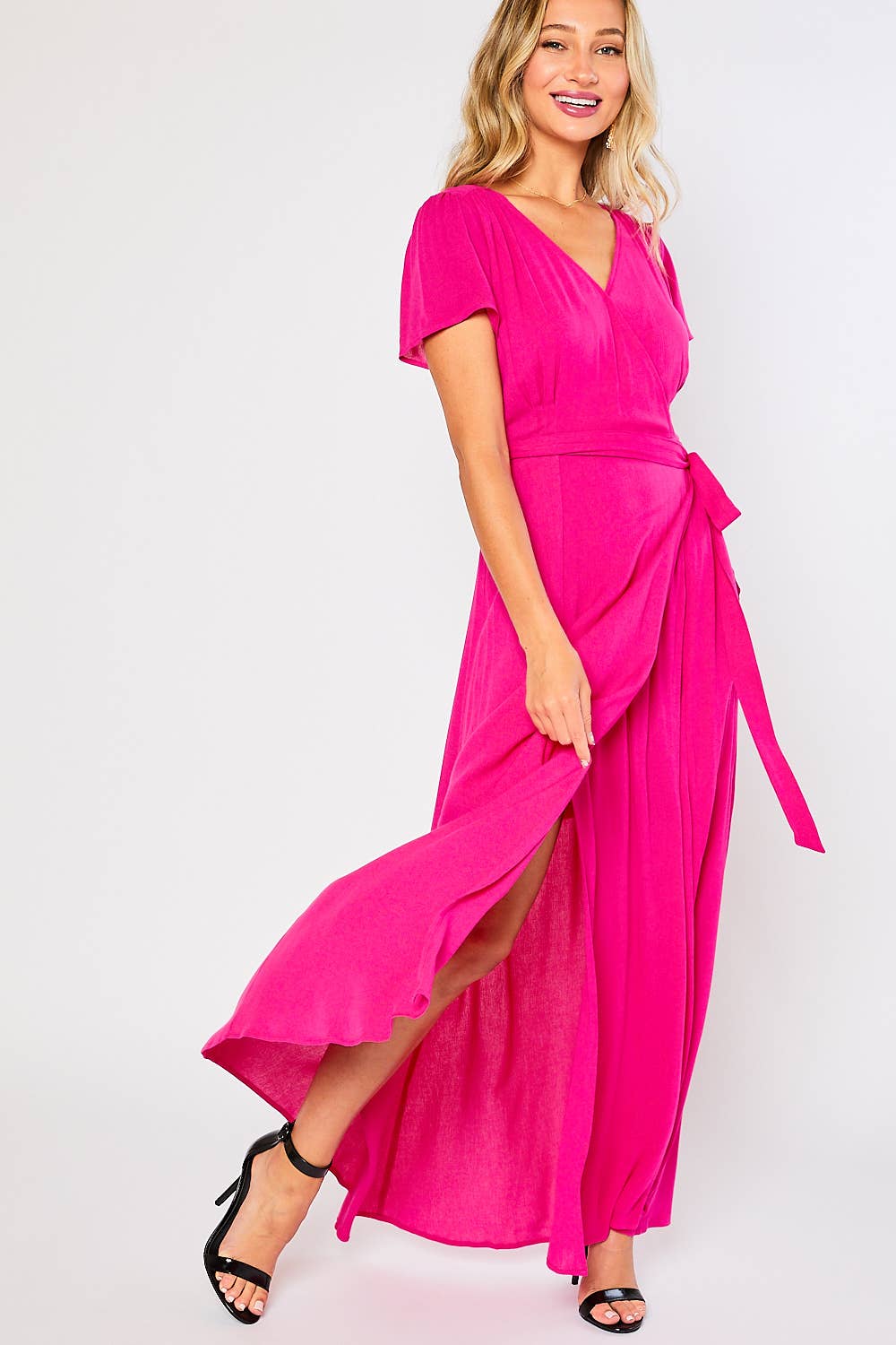 FLOWY MAXI WRAP DRESS