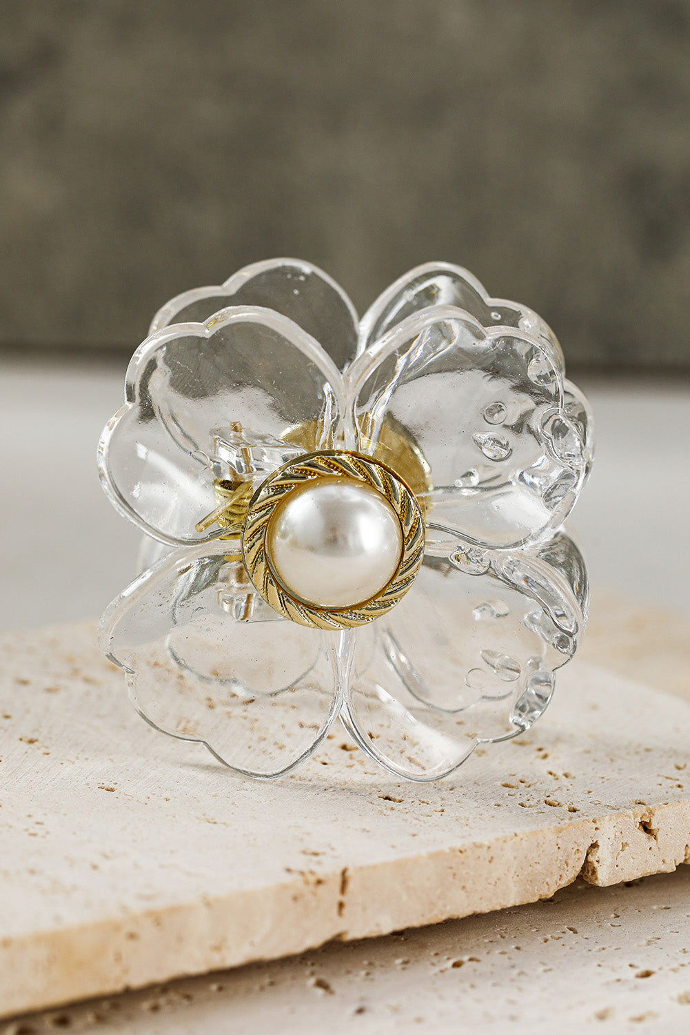 White Crystal Flower Pearl Grip Clip - Passion of Essence Boutique