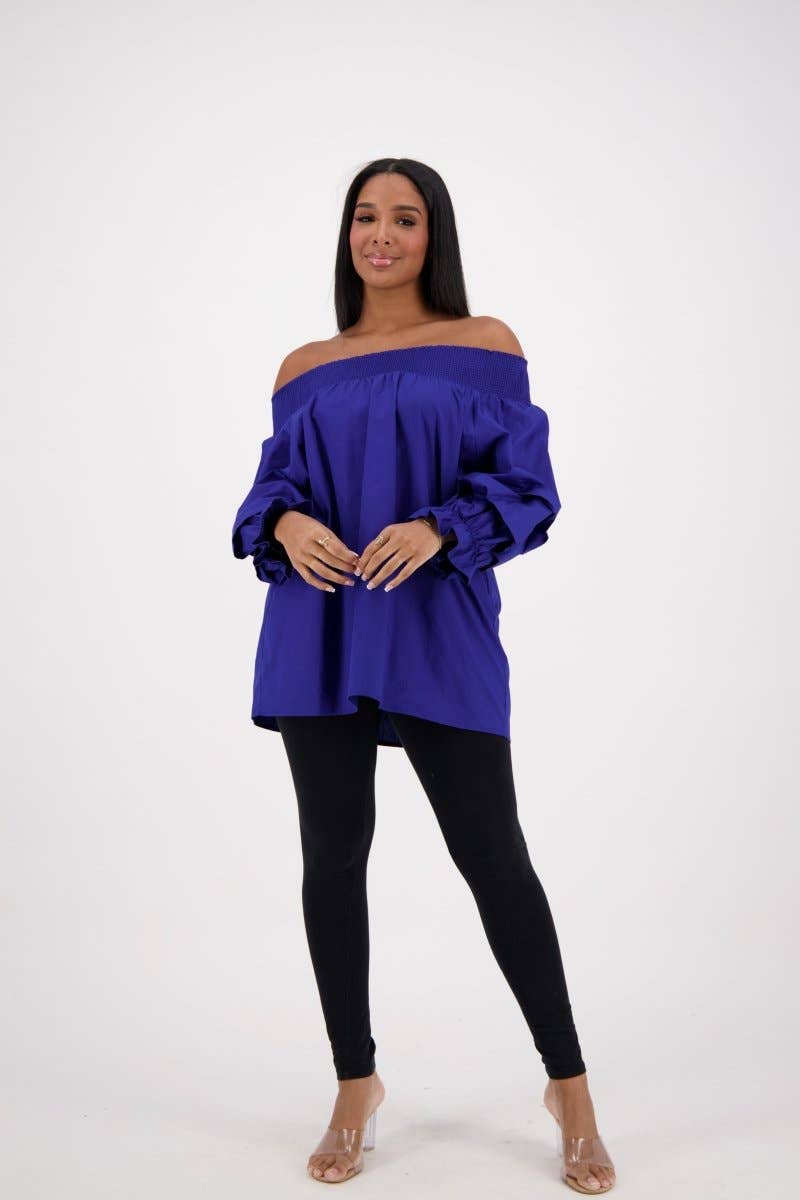 Off-Shoulder Ruffle Sleeve Blouse AT-2466