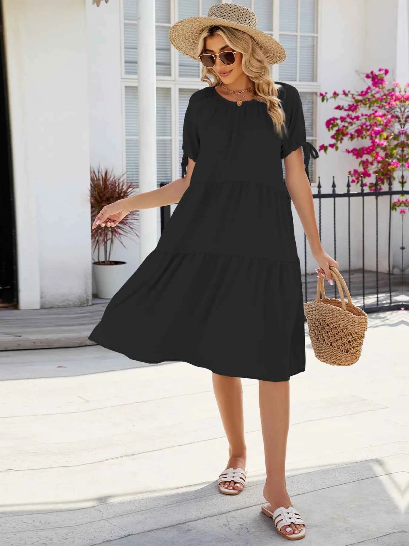 Tiered Round Neck Summer Dress