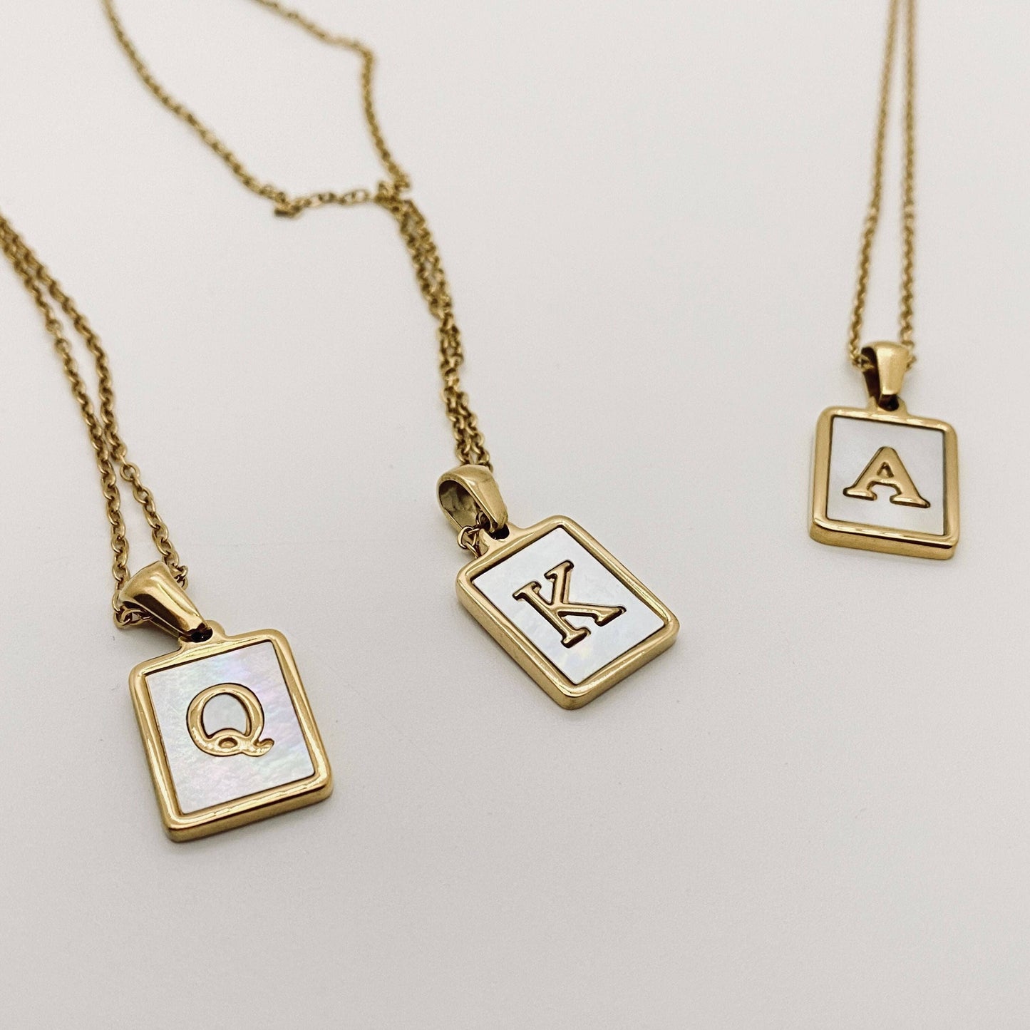 Square Initial 18K Gold-plated Stainless Steel Necklace