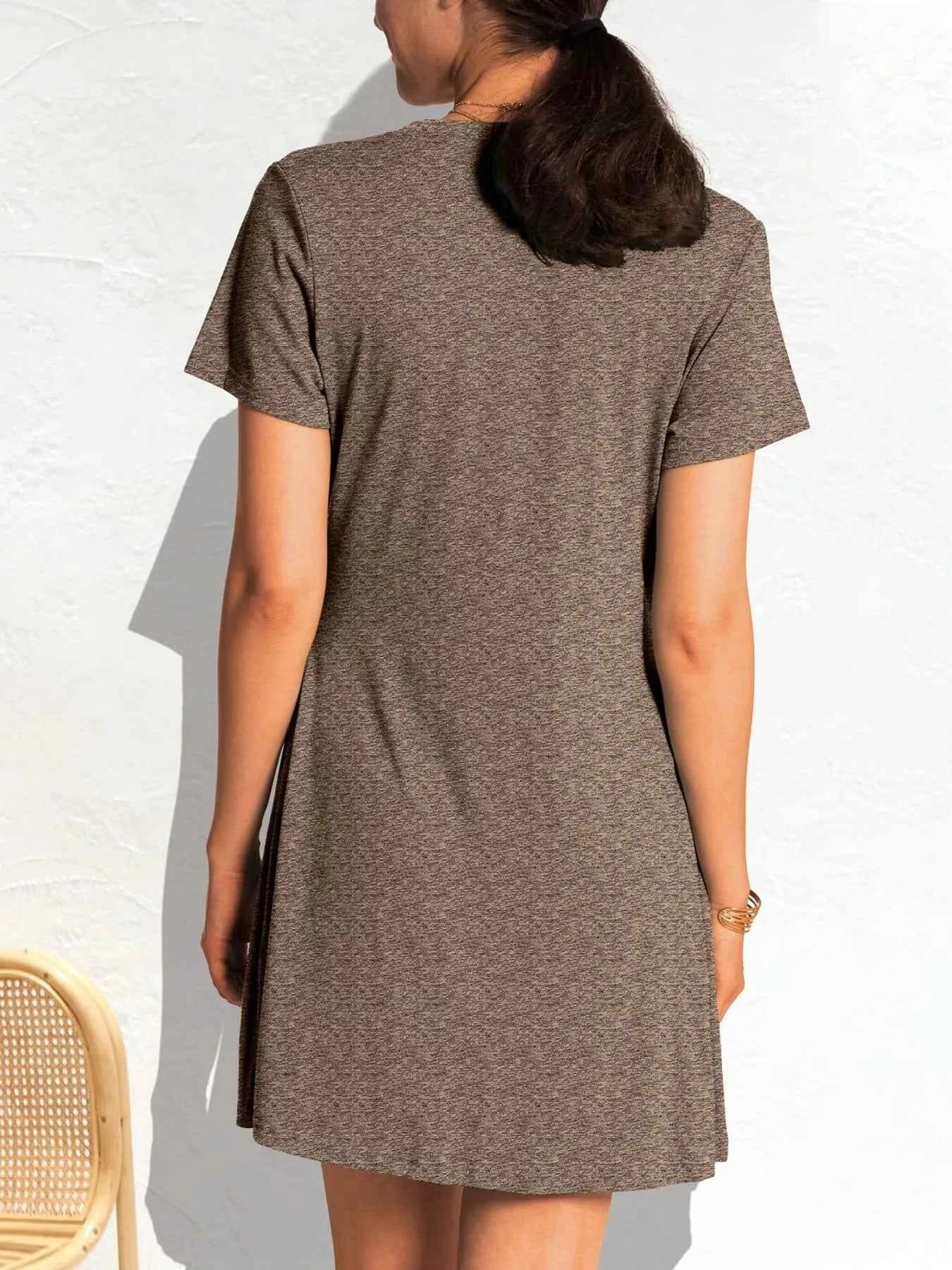Ruched Short Sleeve Mini Tee Dress