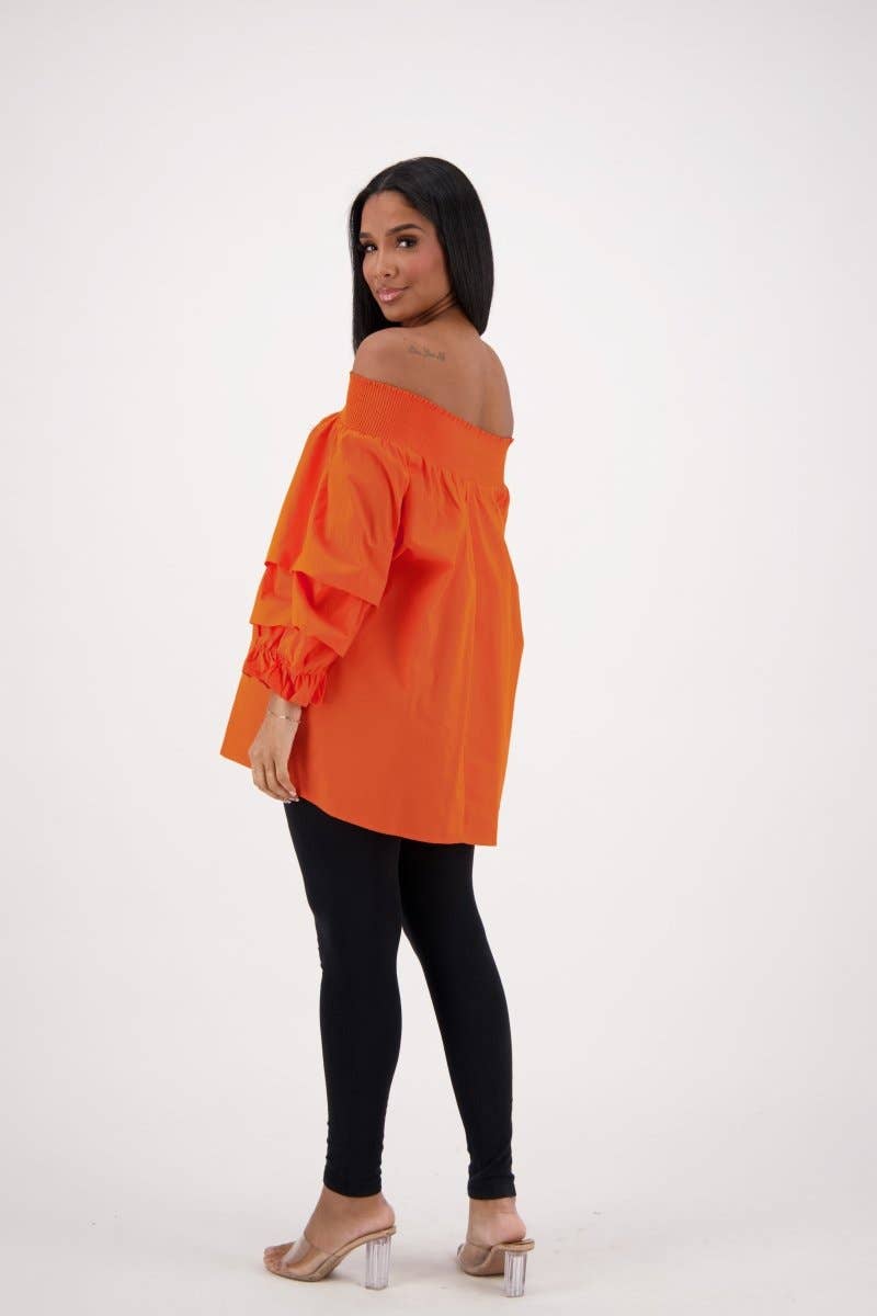 Off-Shoulder Ruffle Sleeve Blouse AT-2466