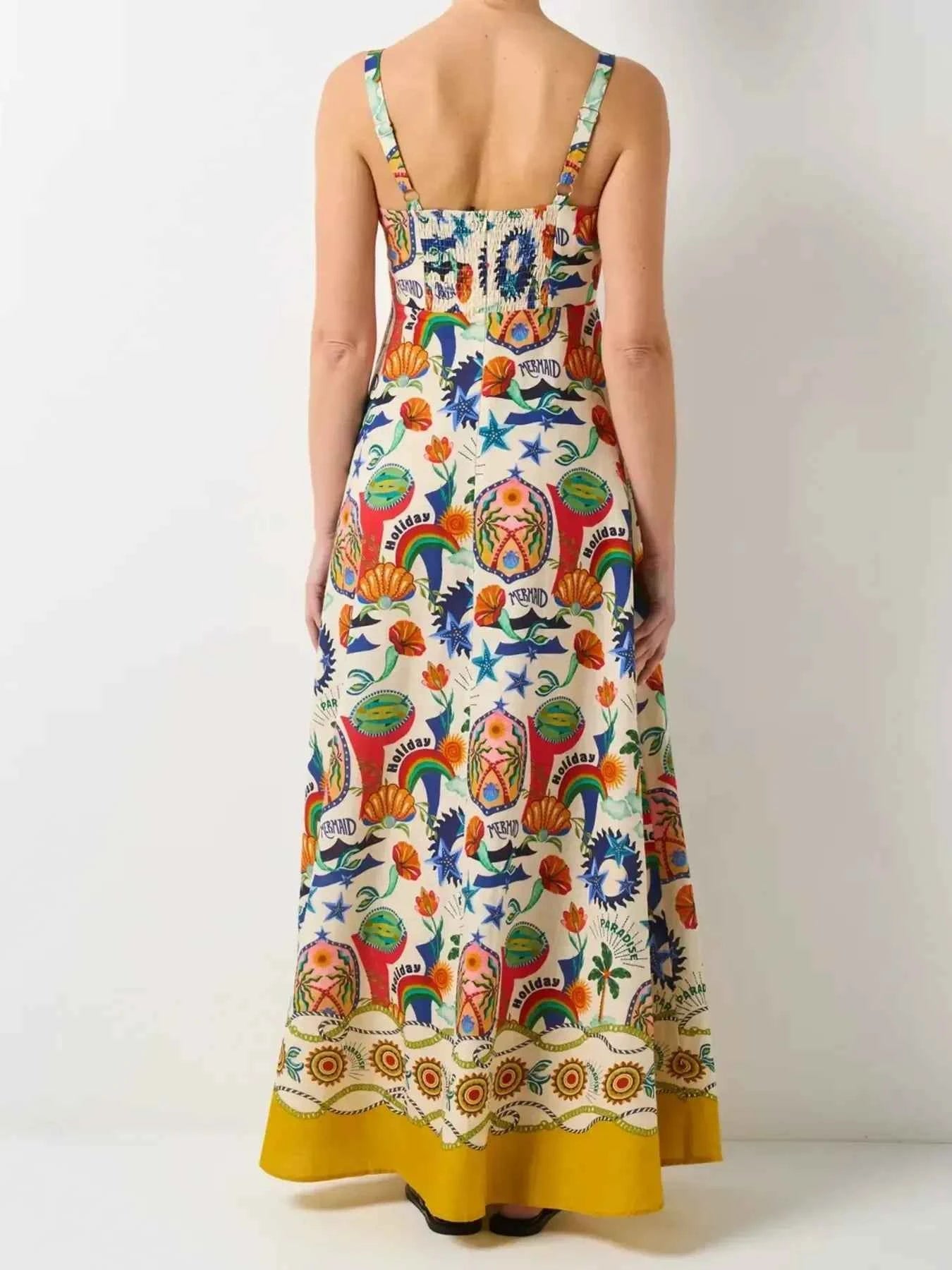 Printed Square Neck Maxi Cami Dress
