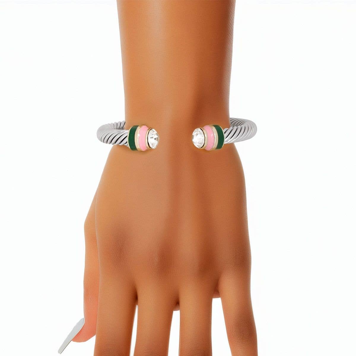 Alpha Kappa Alpha Inspired Cable Bangle Bracelet