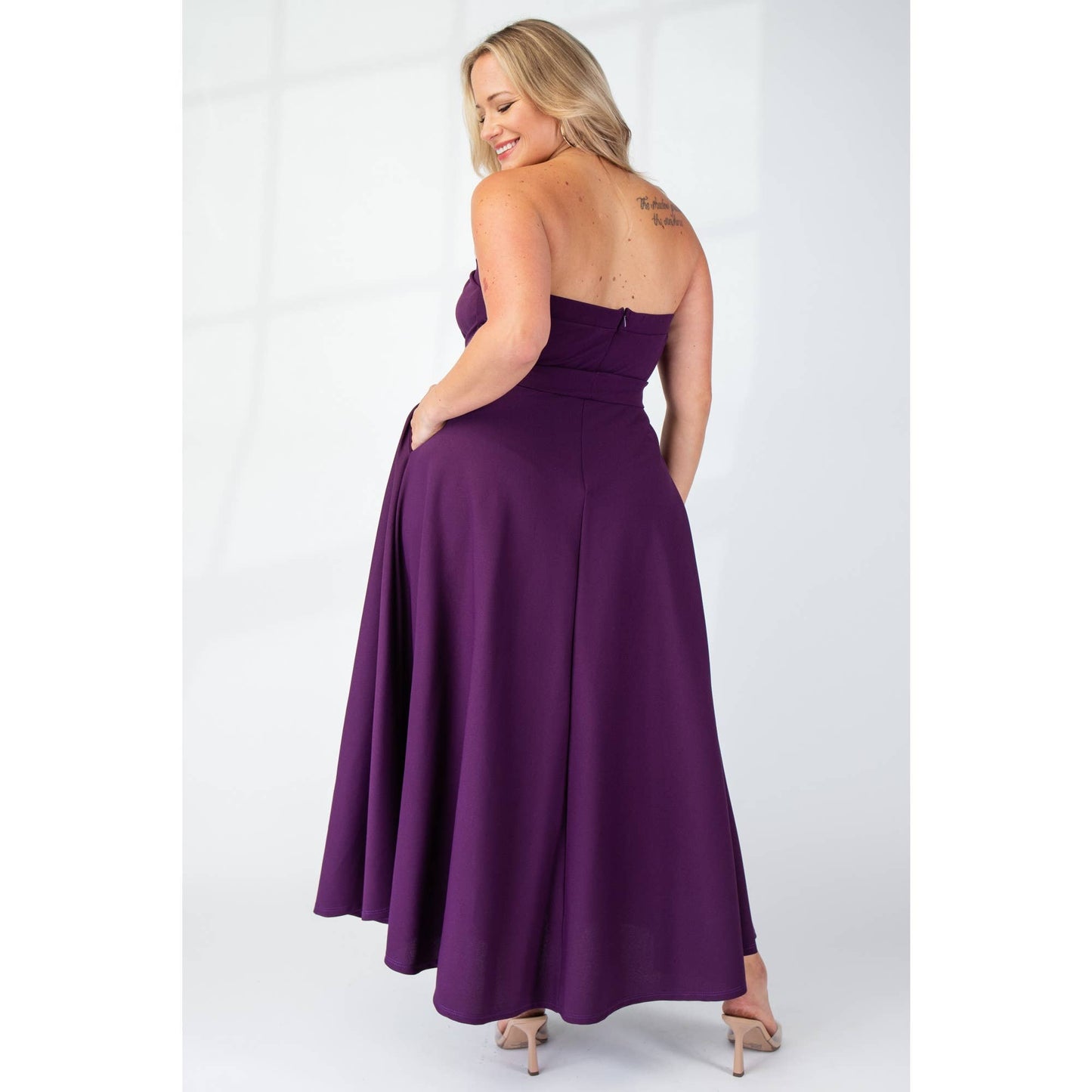 74555cd PLUS SIZE KNIT TUBE MAXI DRESS WITH SELF BELT