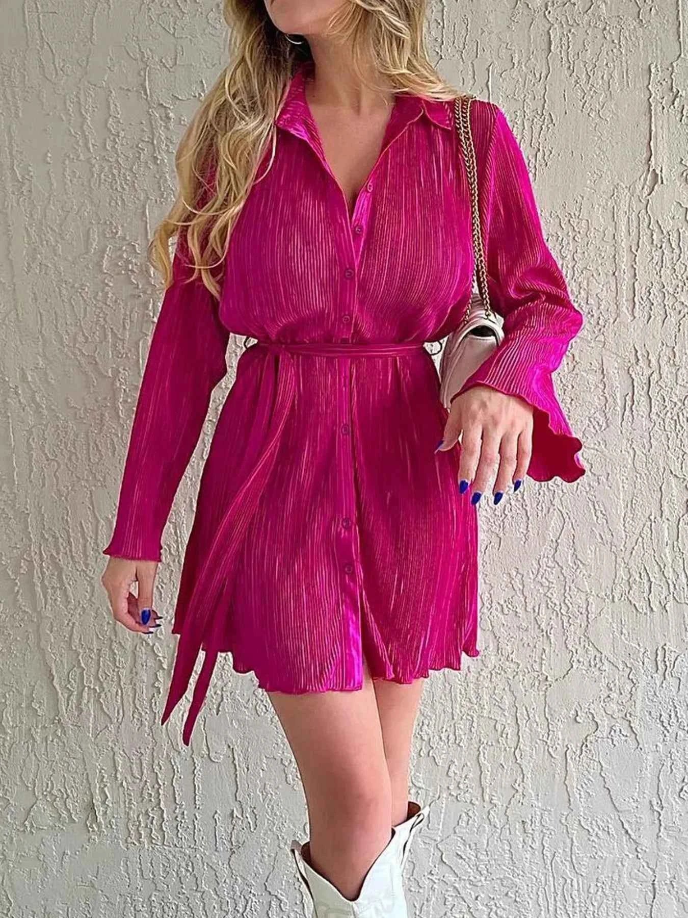 Printed Long Sleeve Mini Dress