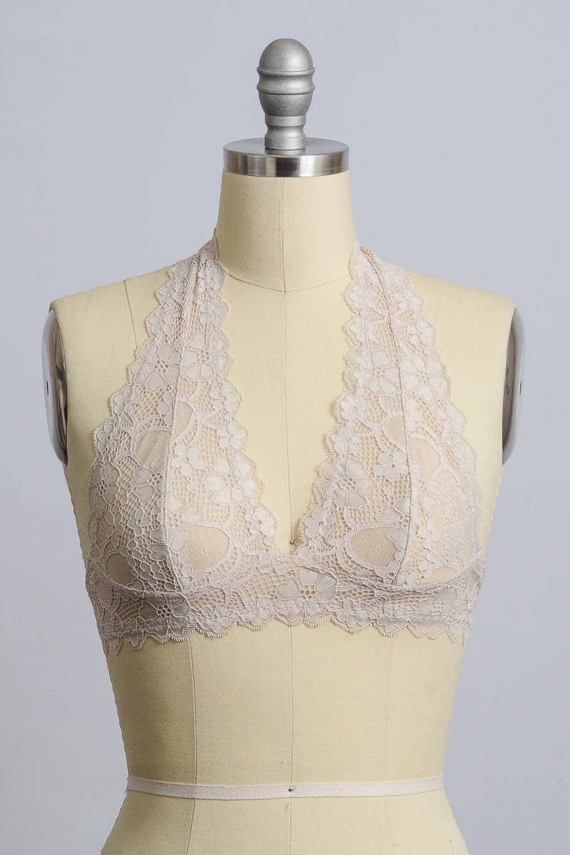 ✨ Trendy Halter Neck Lace Bralette – Feminine & Flirty