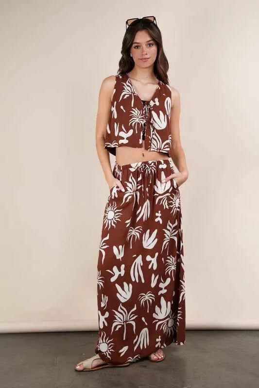 VERY J Printed Resort Midi Skirt