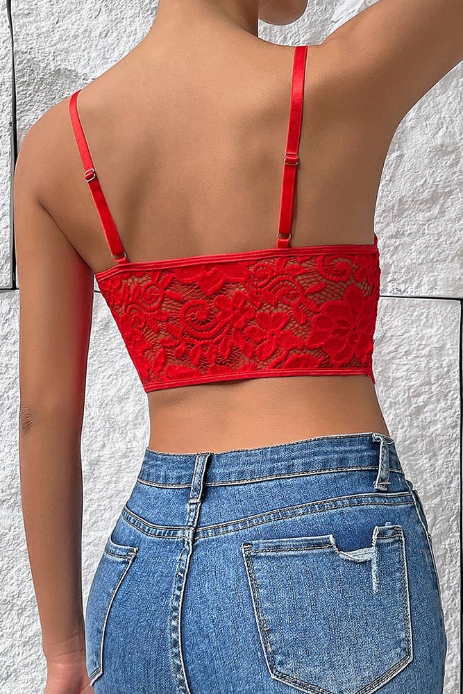 Plain Full Lace V Neck Bracelet Crop Top ZK138