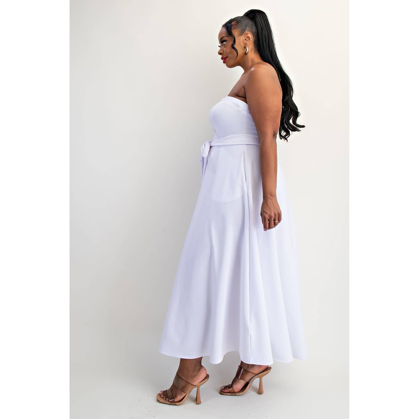 74555cd PLUS SIZE KNIT TUBE MAXI DRESS WITH SELF BELT