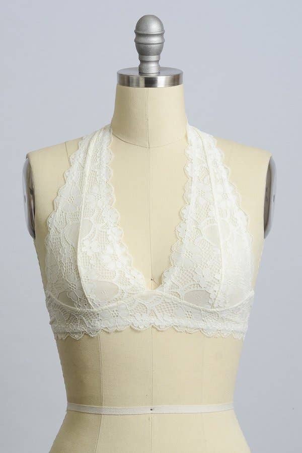 ✨ Trendy Halter Neck Lace Bralette – Feminine & Flirty