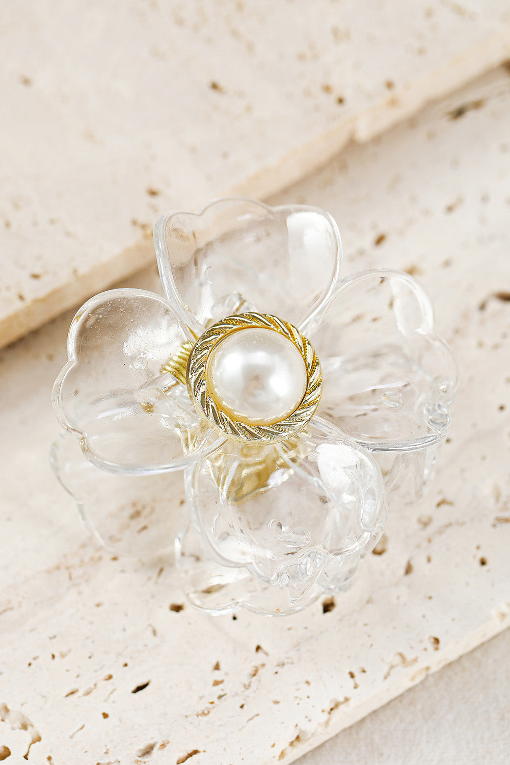 White Crystal Flower Pearl Grip Clip - Passion of Essence Boutique
