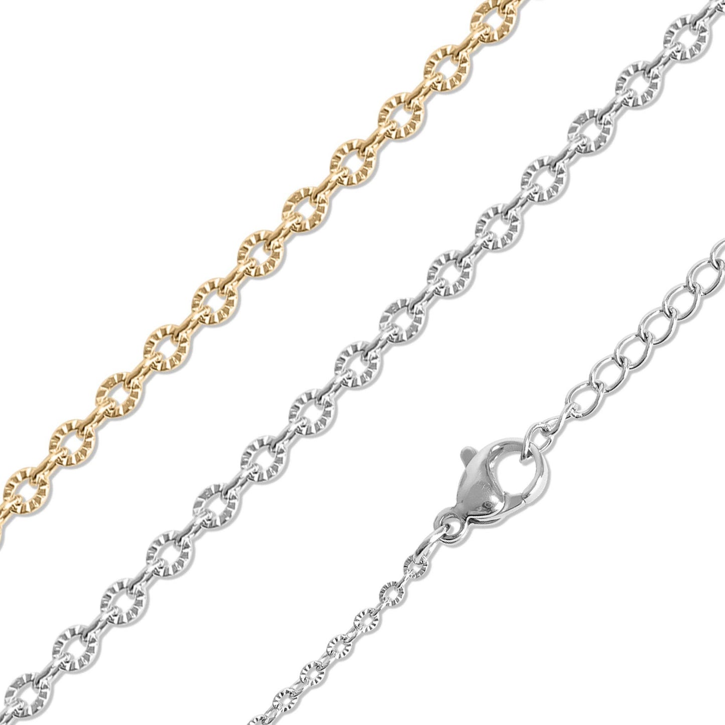 Stainless Steel Crimped Oval Chain Necklace